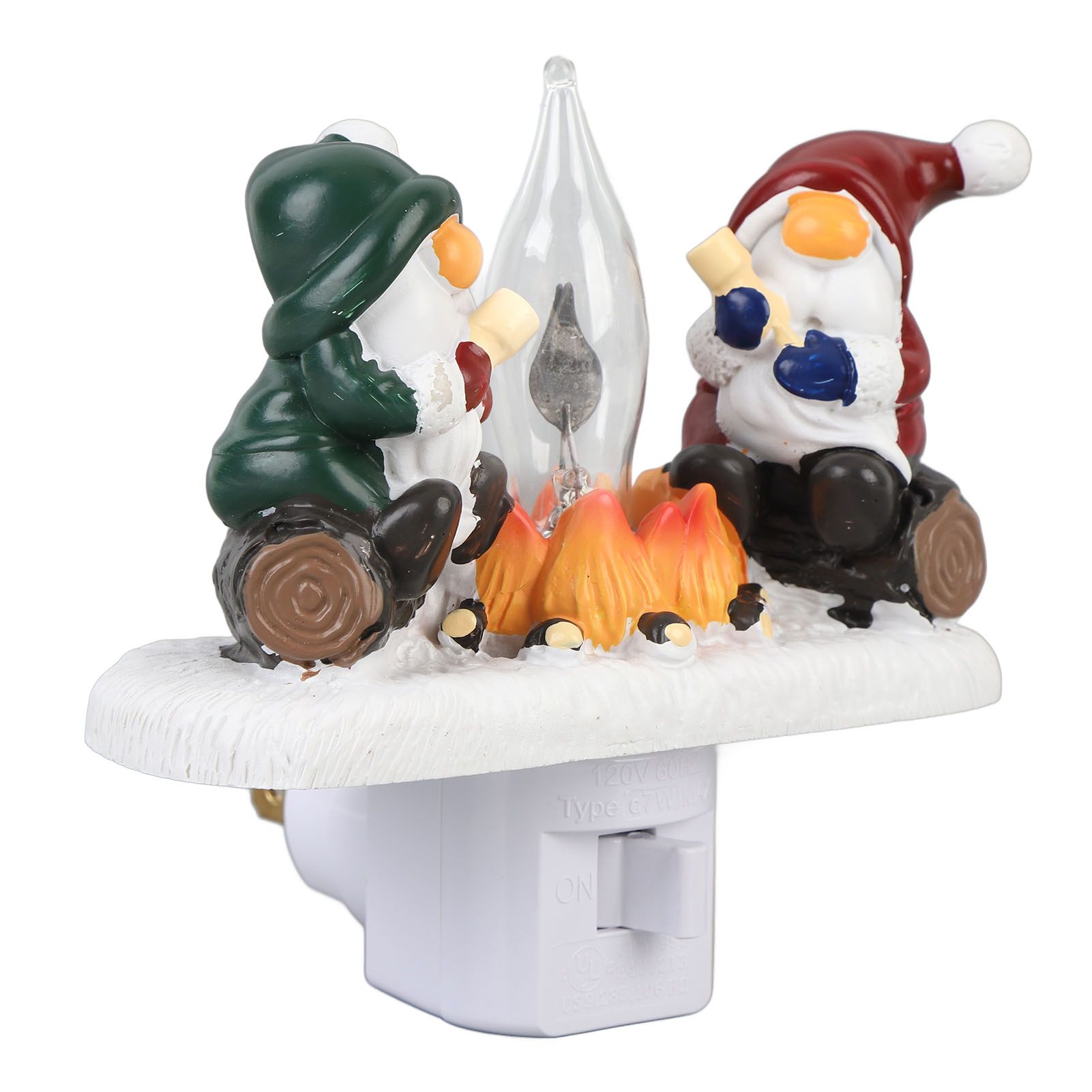 Xmas Night Light Plug in Xmas Campfire Flickering Light Resin Craft Decoration view 4