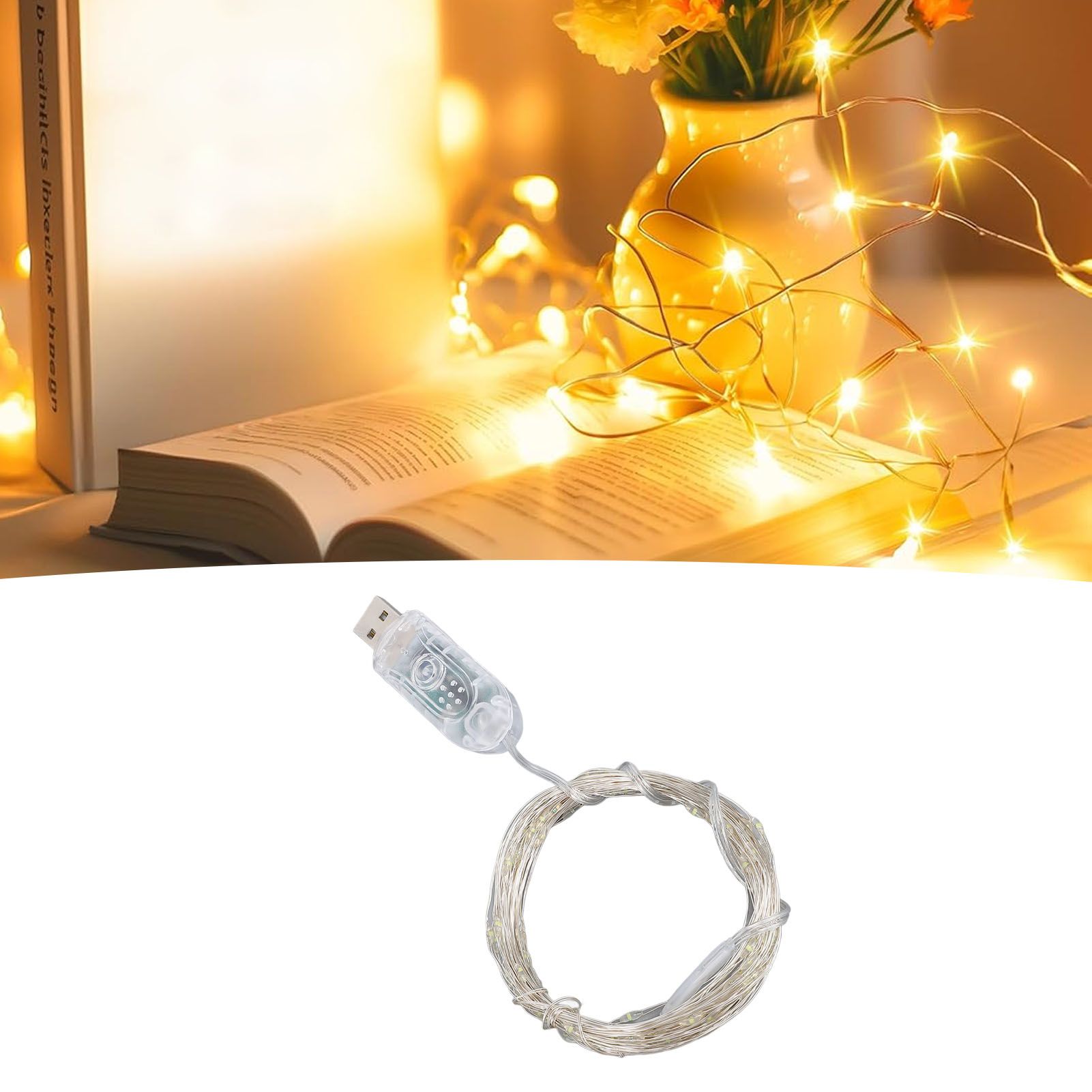 Smart Fairy Light USB Plug in 33ft 100 LED Beads Remote Control LED Party view 12