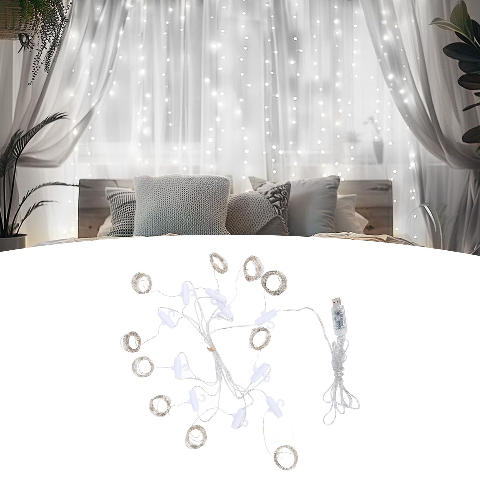 Fairy Curtain Lights 9.8ft 300 LED with APP Remote 8 Mode USB Plug in Water view 12