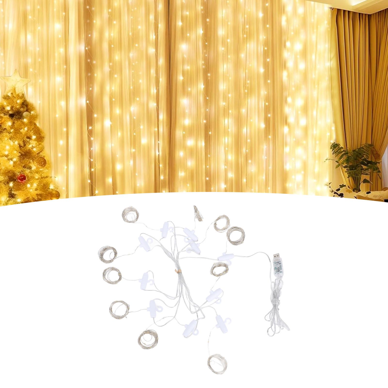 Fairy Curtain Lights 9.8ft 300 LED with APP Remote 8 Mode USB Plug in Water view 11