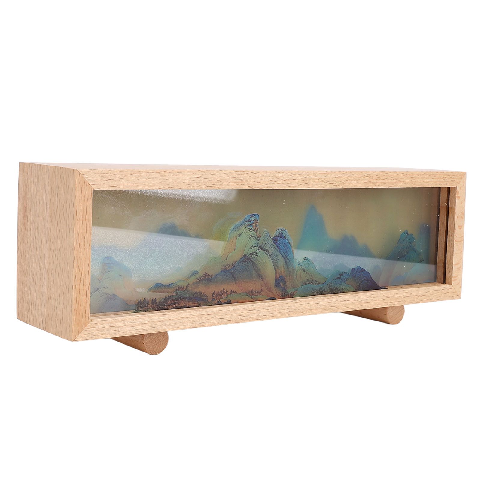 Desktop Lamp Box Rechargeable LED Acrylic Solid Wood Touch Control Stepless