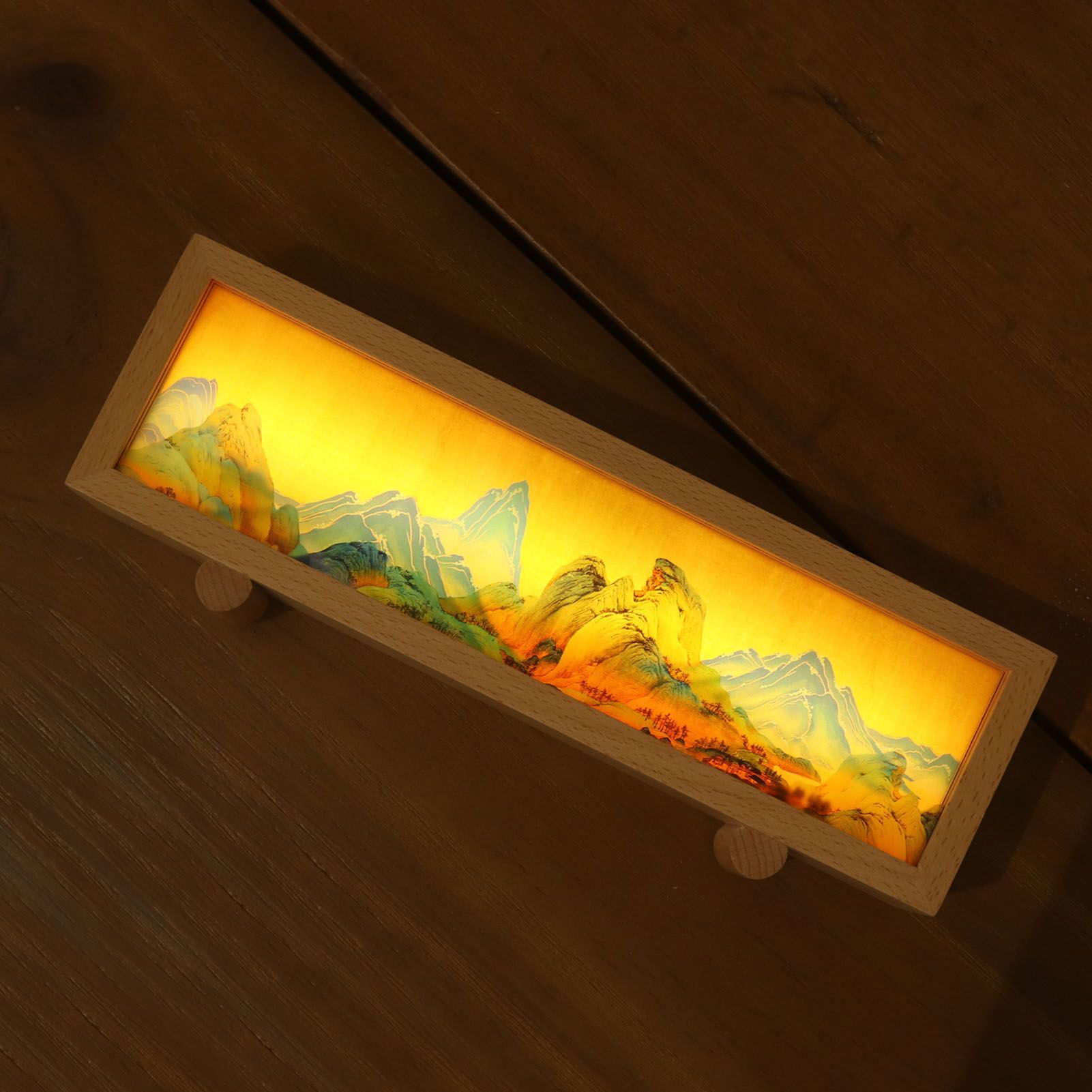 Desktop Lamp Box Rechargeable LED Acrylic Solid Wood Touch Control Stepless view 11