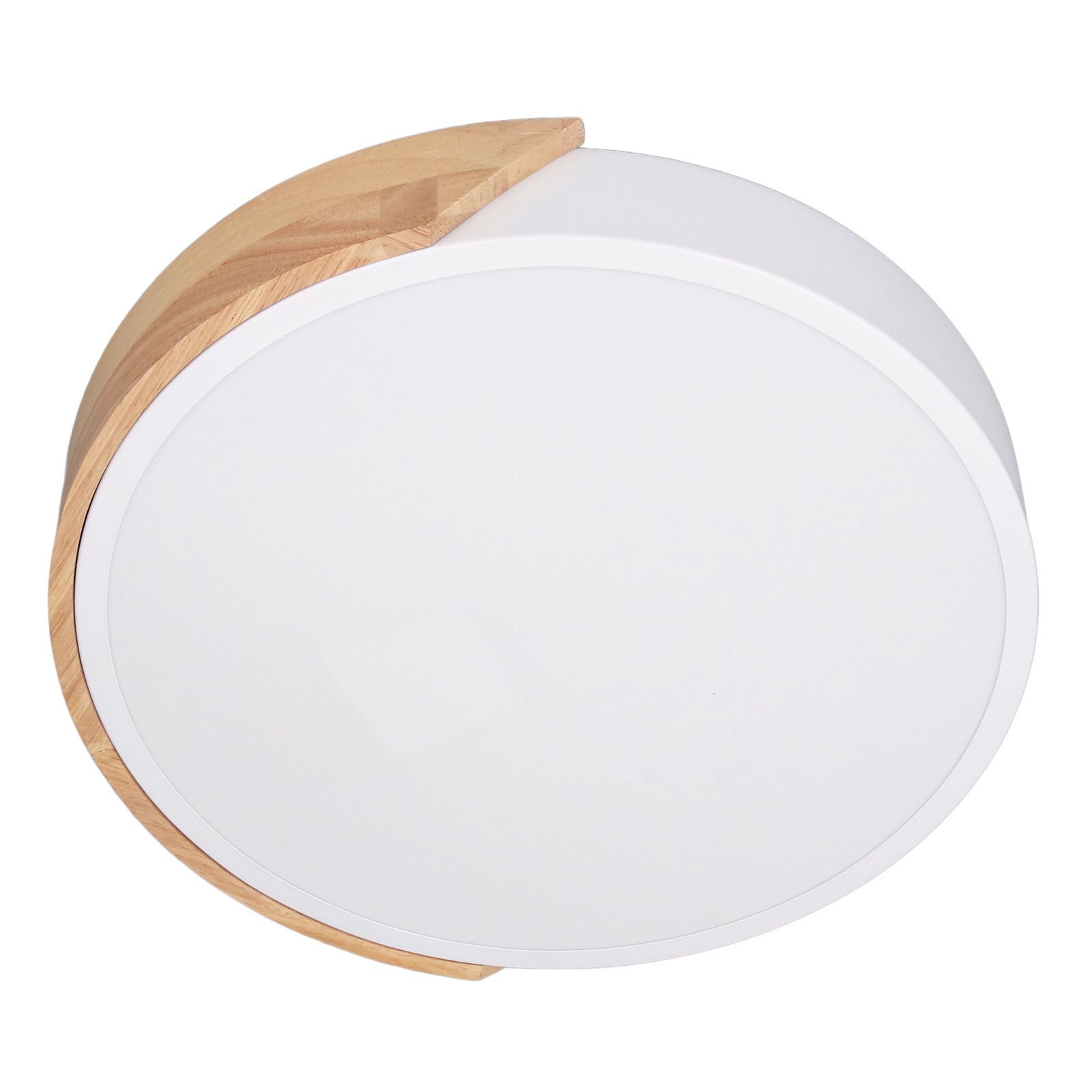LED Ceiling Light Iron Wood PC Dimmable Round Flush Mount Modern Ceiling Light view 7