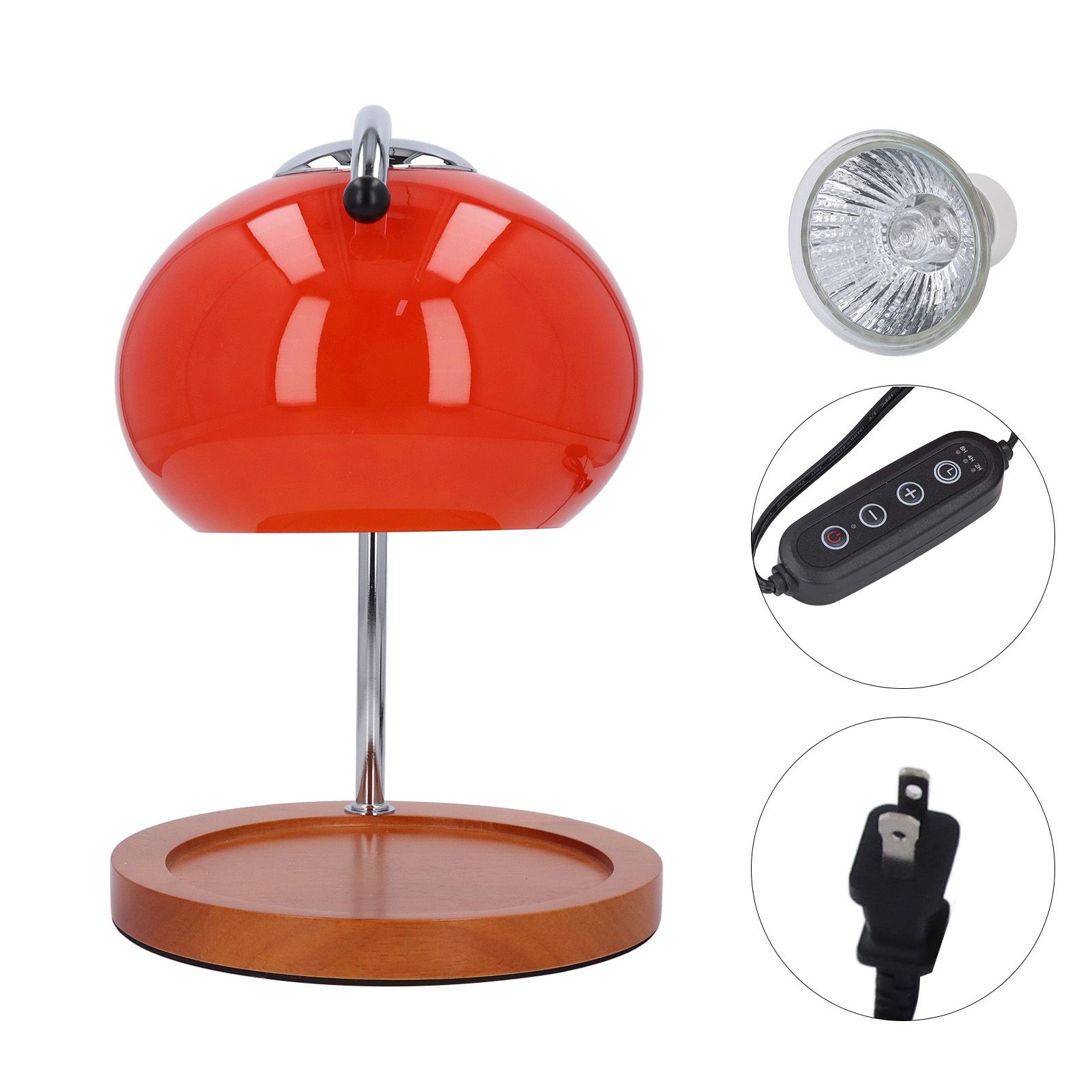 Candle Warmer Lamp with Timer Retro Solid Wood Glass Safe Warm Light Dimmable view 3