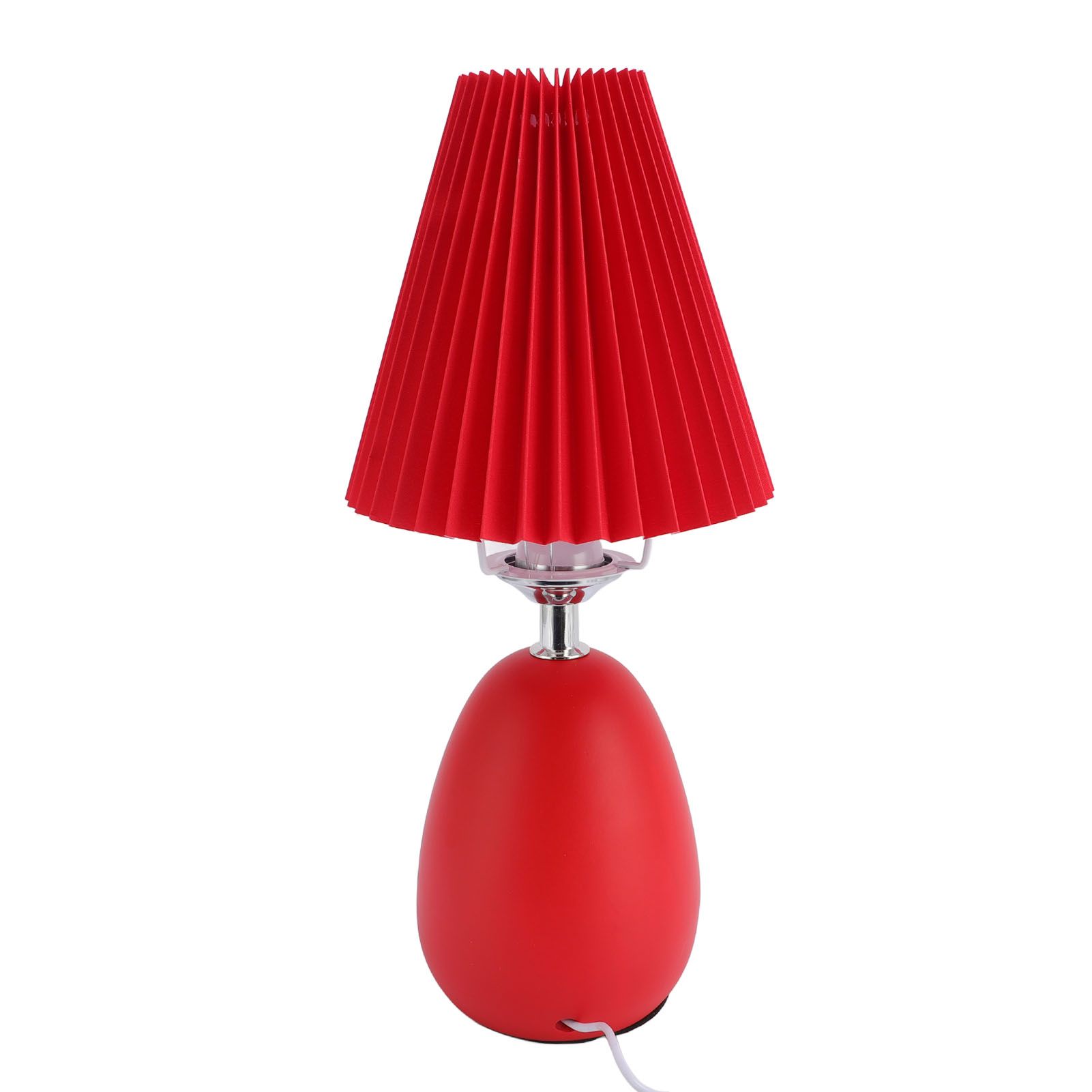 Red Pleated Table Lamp Beside Nightstand Lamp 3 Color Temperature Stepless view 4