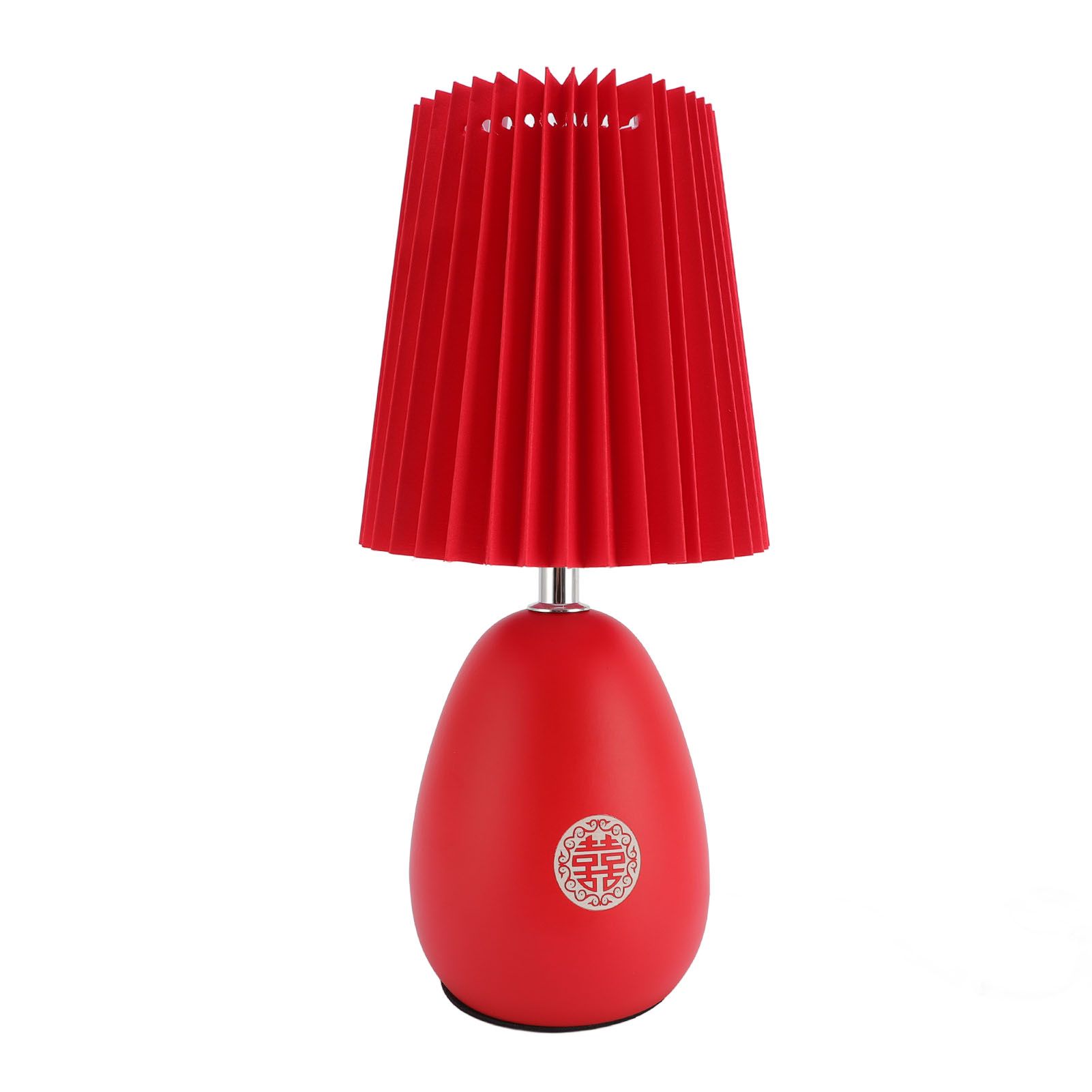 Red Pleated Table Lamp Beside Nightstand Lamp 3 Color Temperature Stepless view 6