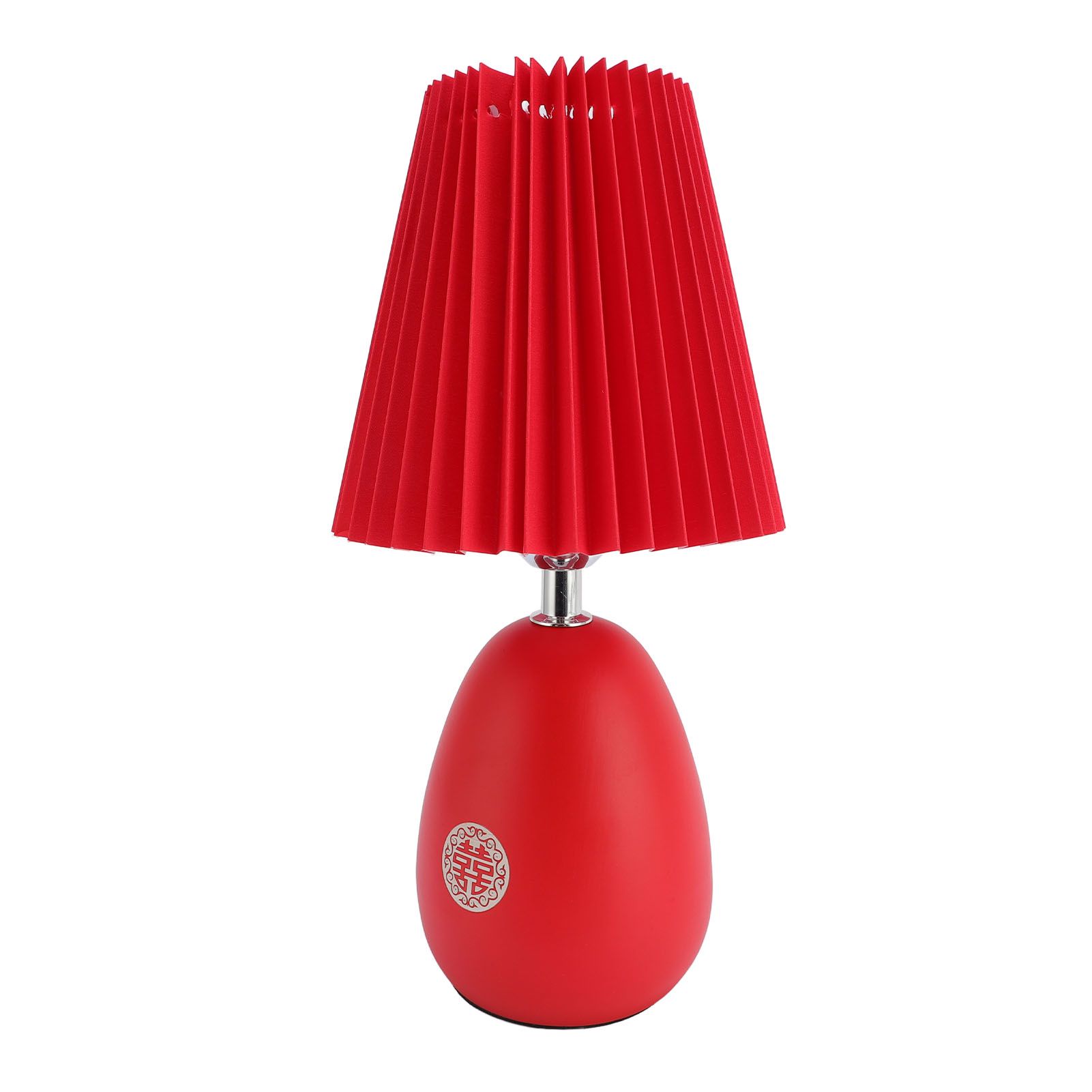 Red Pleated Table Lamp Beside Nightstand Lamp 3 Color Temperature Stepless view 8
