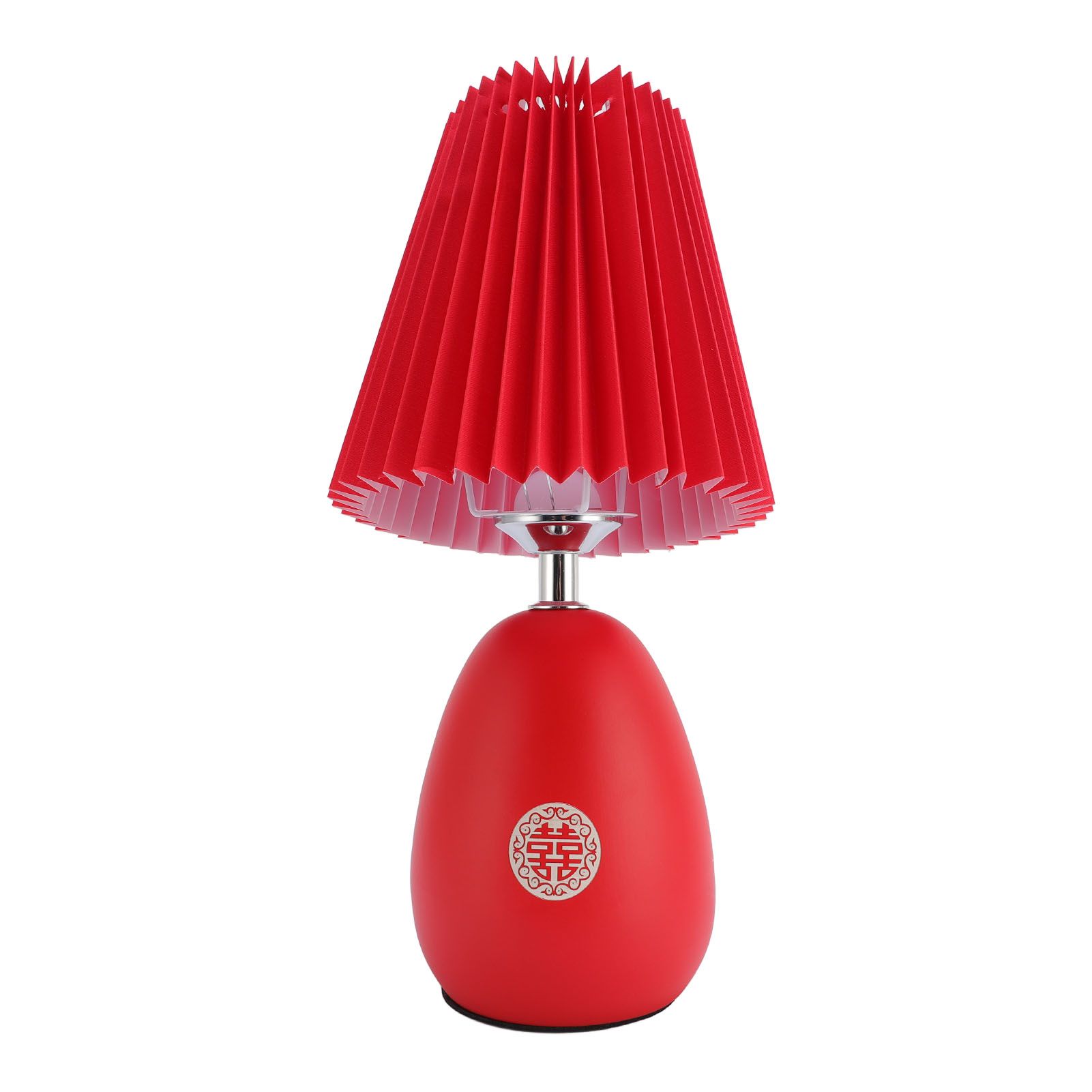 Red Pleated Table Lamp Beside Nightstand Lamp 3 Color Temperature Stepless view 10