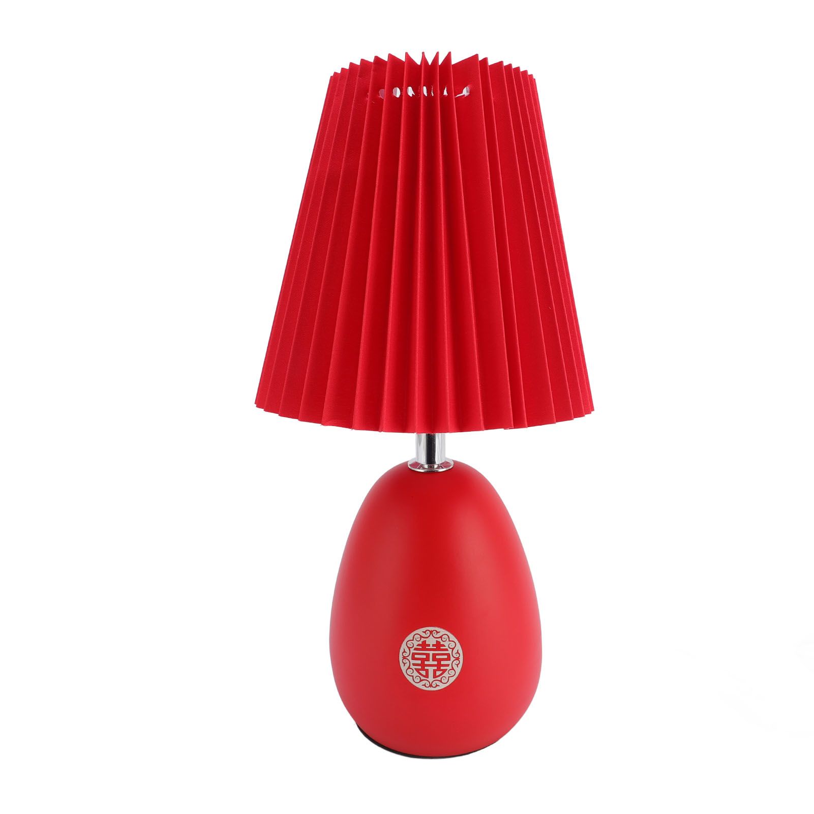 Red Pleated Table Lamp Beside Nightstand Lamp 3 Color Temperature Stepless view 11