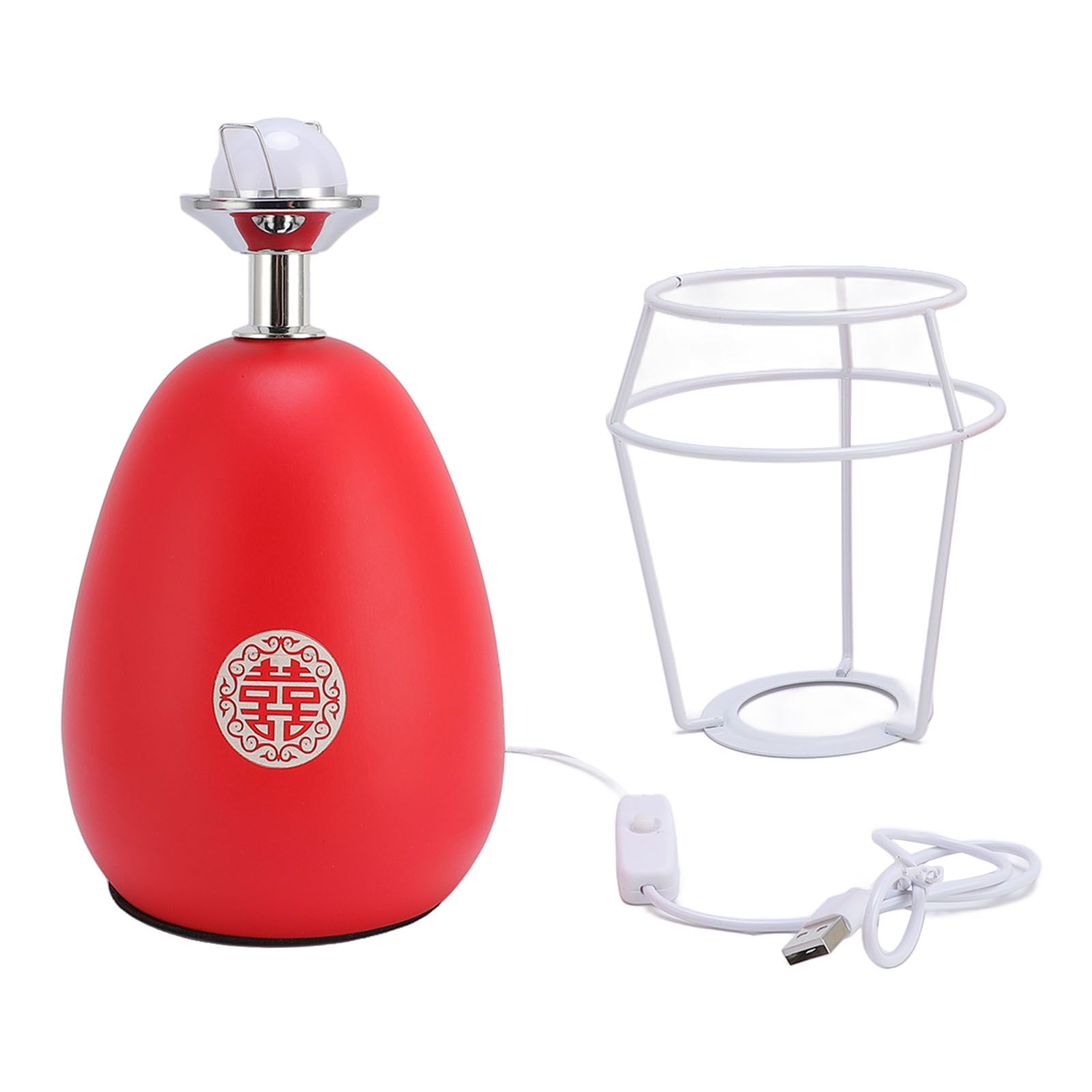 Red Pleated Table Lamp Beside Nightstand Lamp 3 Color Temperature Stepless view 12