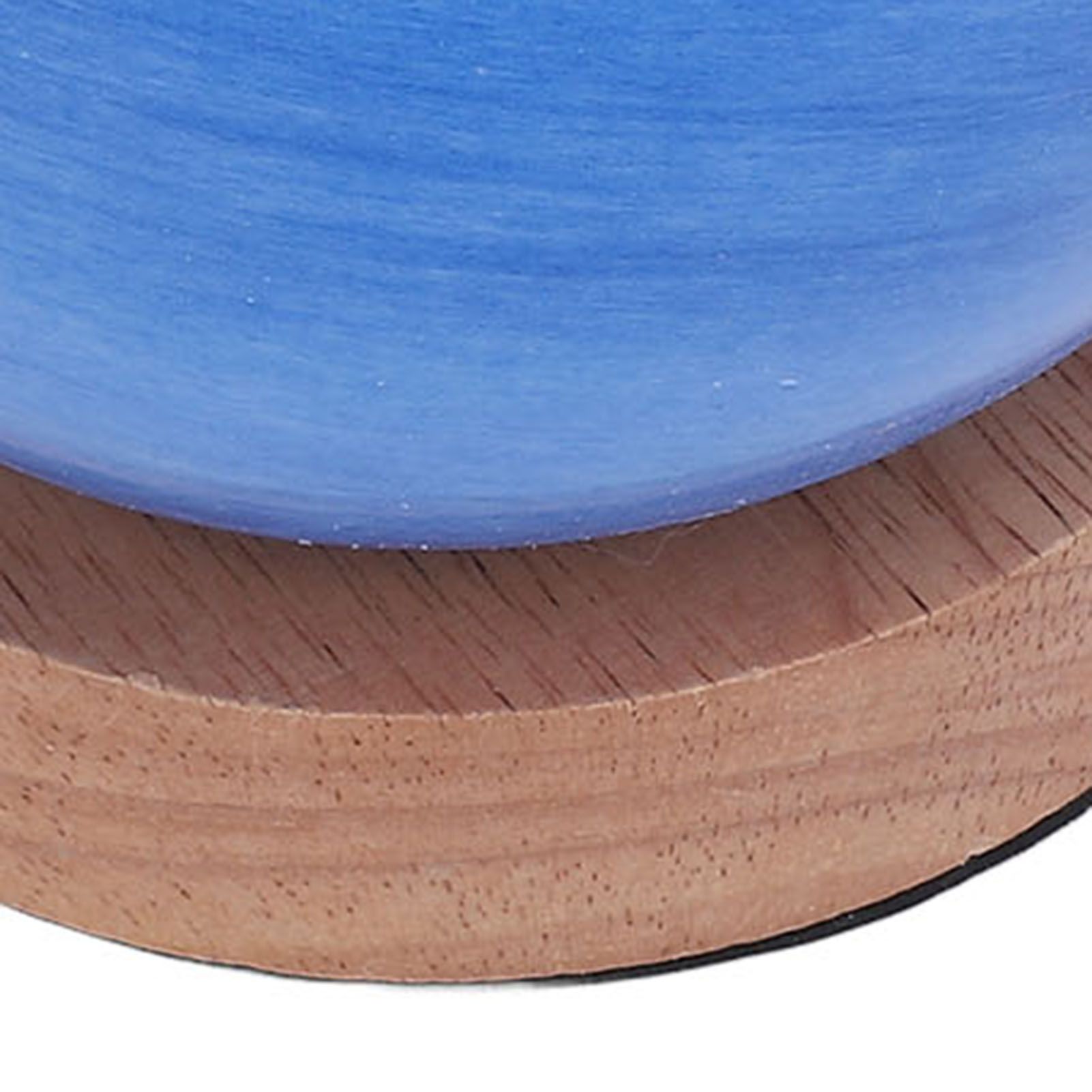 Bedside Nightstand Lamp with Wood Base Blue Glass Shade Ball Small Table Lamp view 7