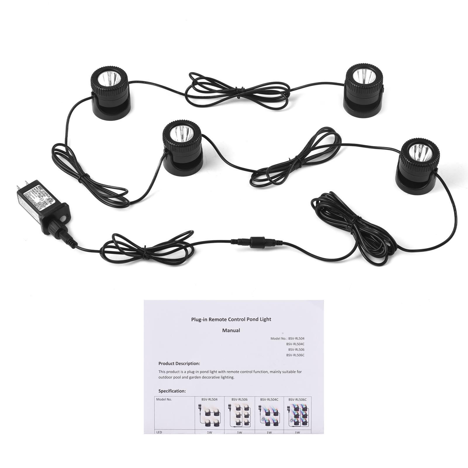 Set of 4 Warm White Pond Lights LED Submersible Fountain Lights IP68 view 3