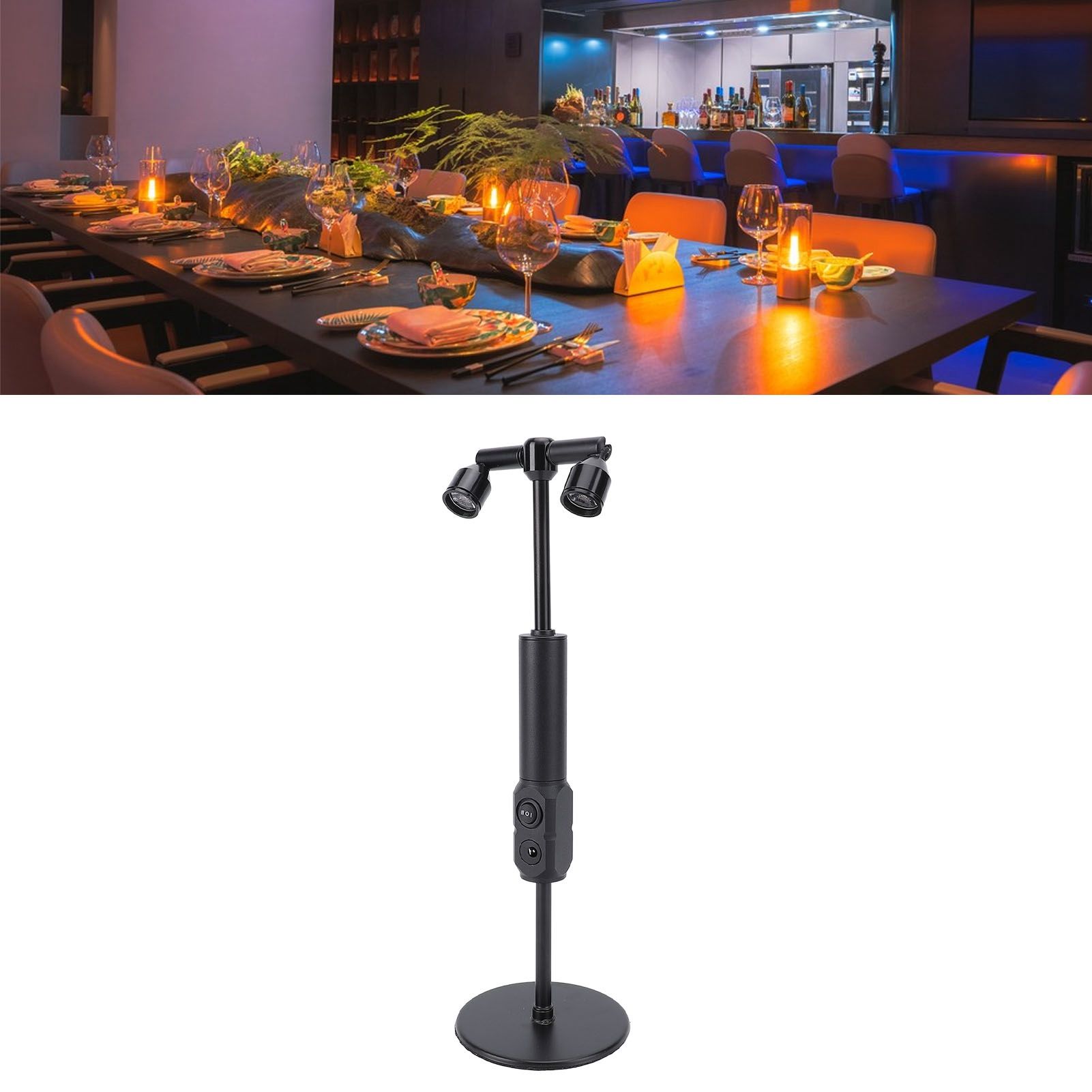 LED Cordless Table Lamp Iron Dual Heads Warm Lighting Rechargeable Portable 2 view 11