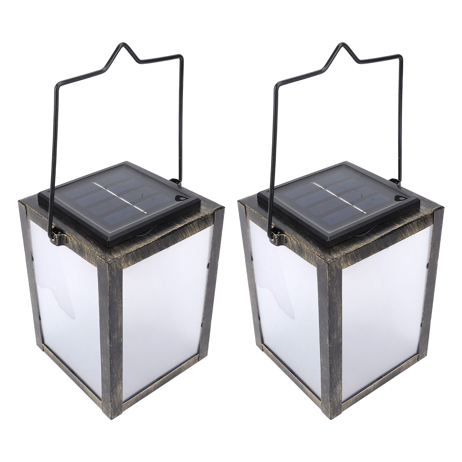 2PCS 3D Solar Lantern Rain Proof Weather Proof Flickering Outdoor Lantern for