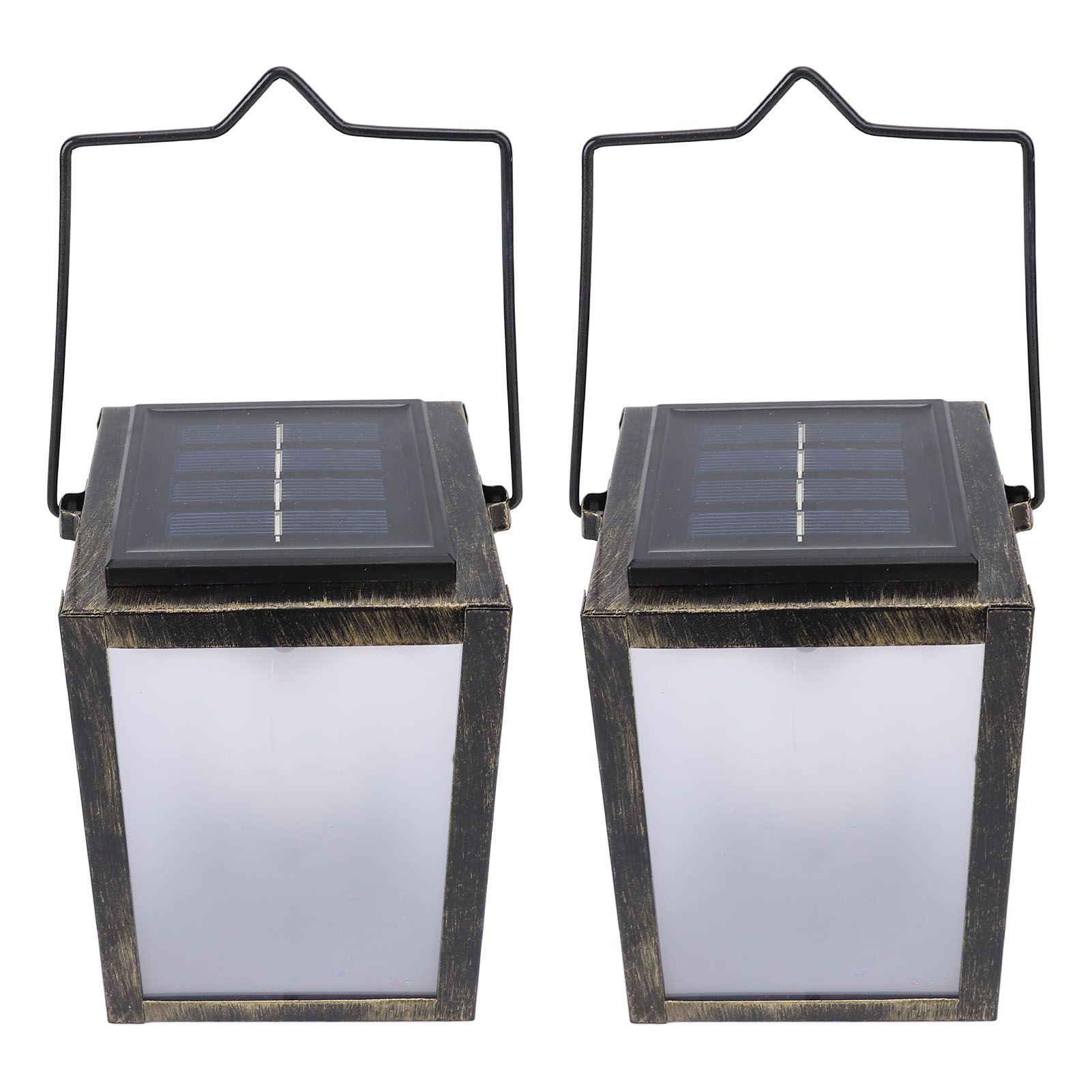 2PCS 3D Solar Lantern Rain Proof Weather Proof Flickering Outdoor Lantern for view 3
