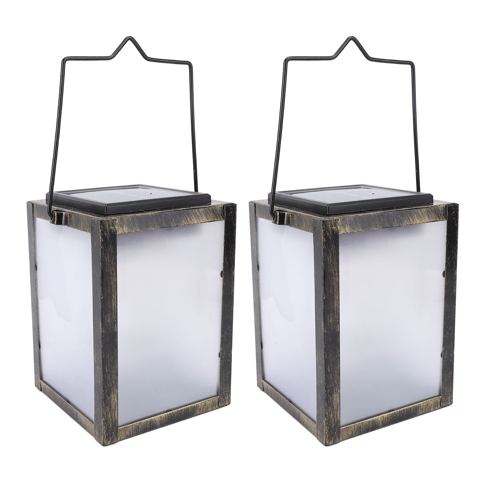 2PCS 3D Solar Lantern Rain Proof Weather Proof Flickering Outdoor Lantern for view 8