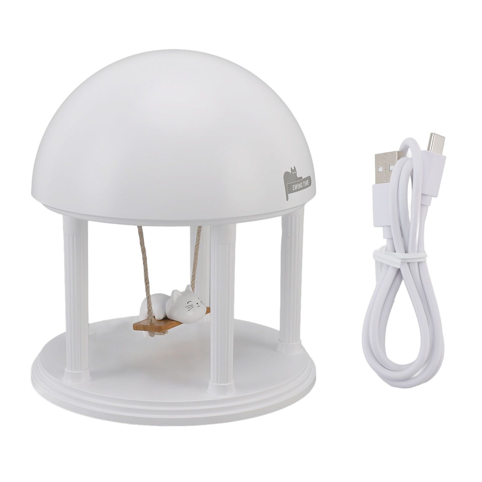 Night Light Speaker with Projector Cute Cat Swing Stepless Dimmable USB view 3