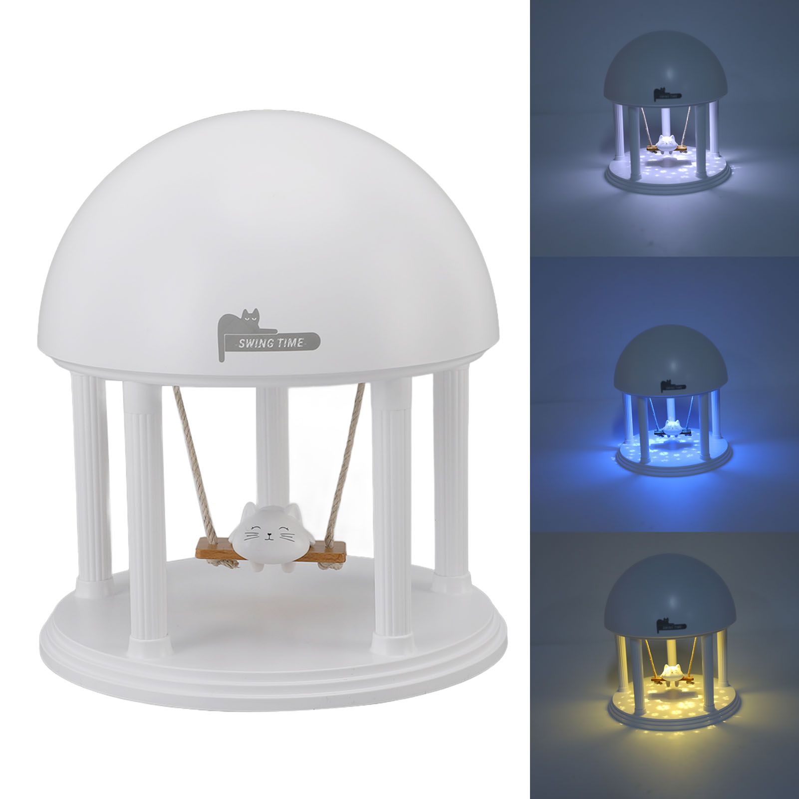 Night Light Speaker with Projector Cute Cat Swing Stepless Dimmable USB view 11