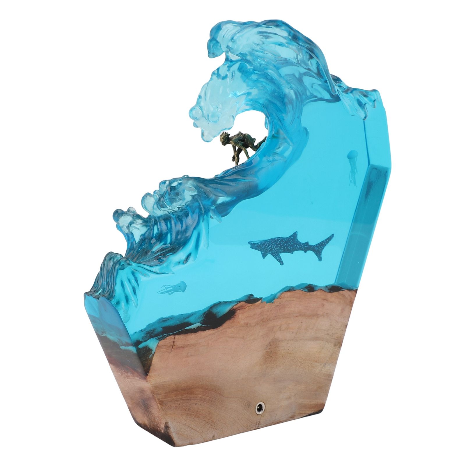 LED Ocean Surfing Night Light Synthetic Resin Wooden Handmade Bedside Table view 4
