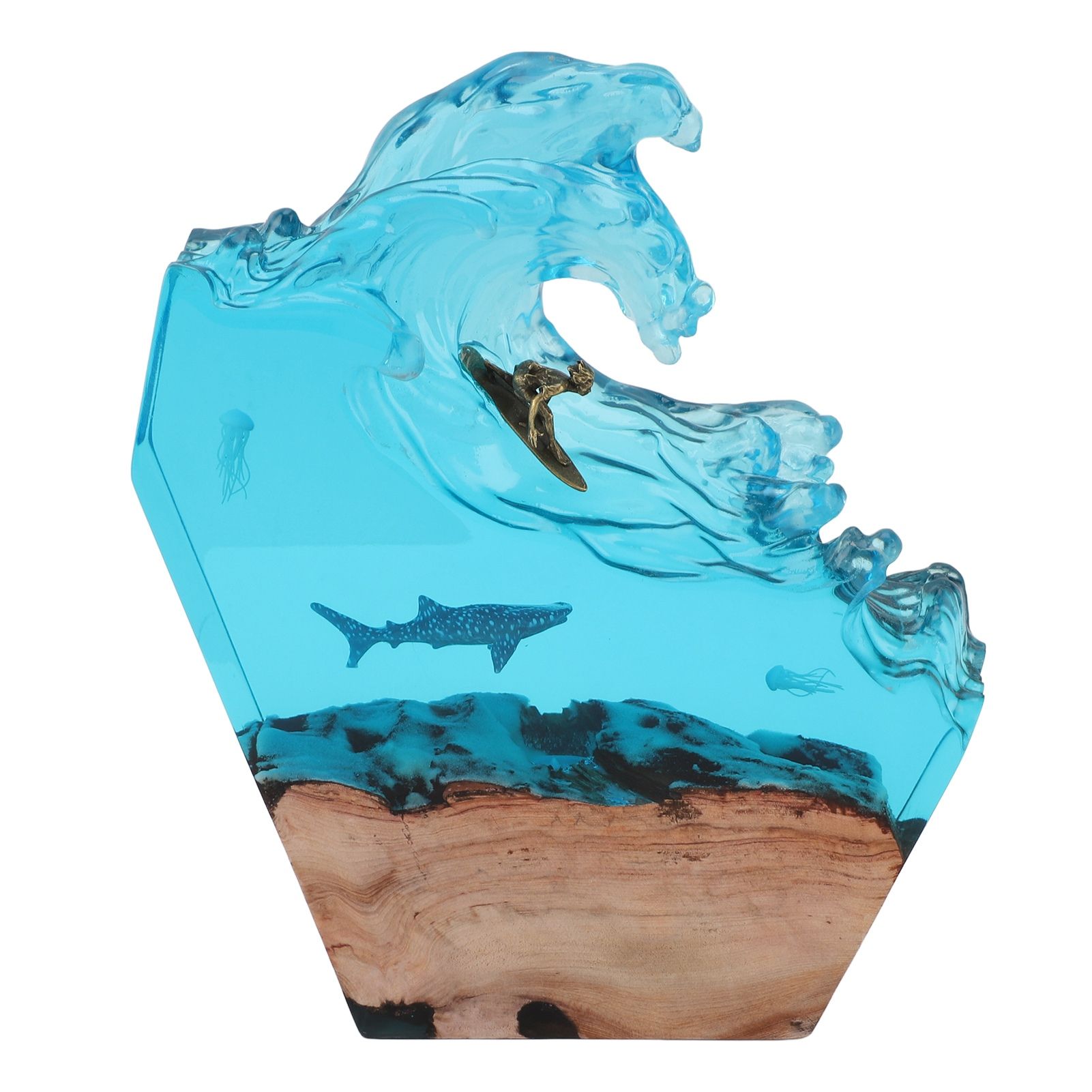 LED Ocean Surfing Night Light Synthetic Resin Wooden Handmade Bedside Table view 6