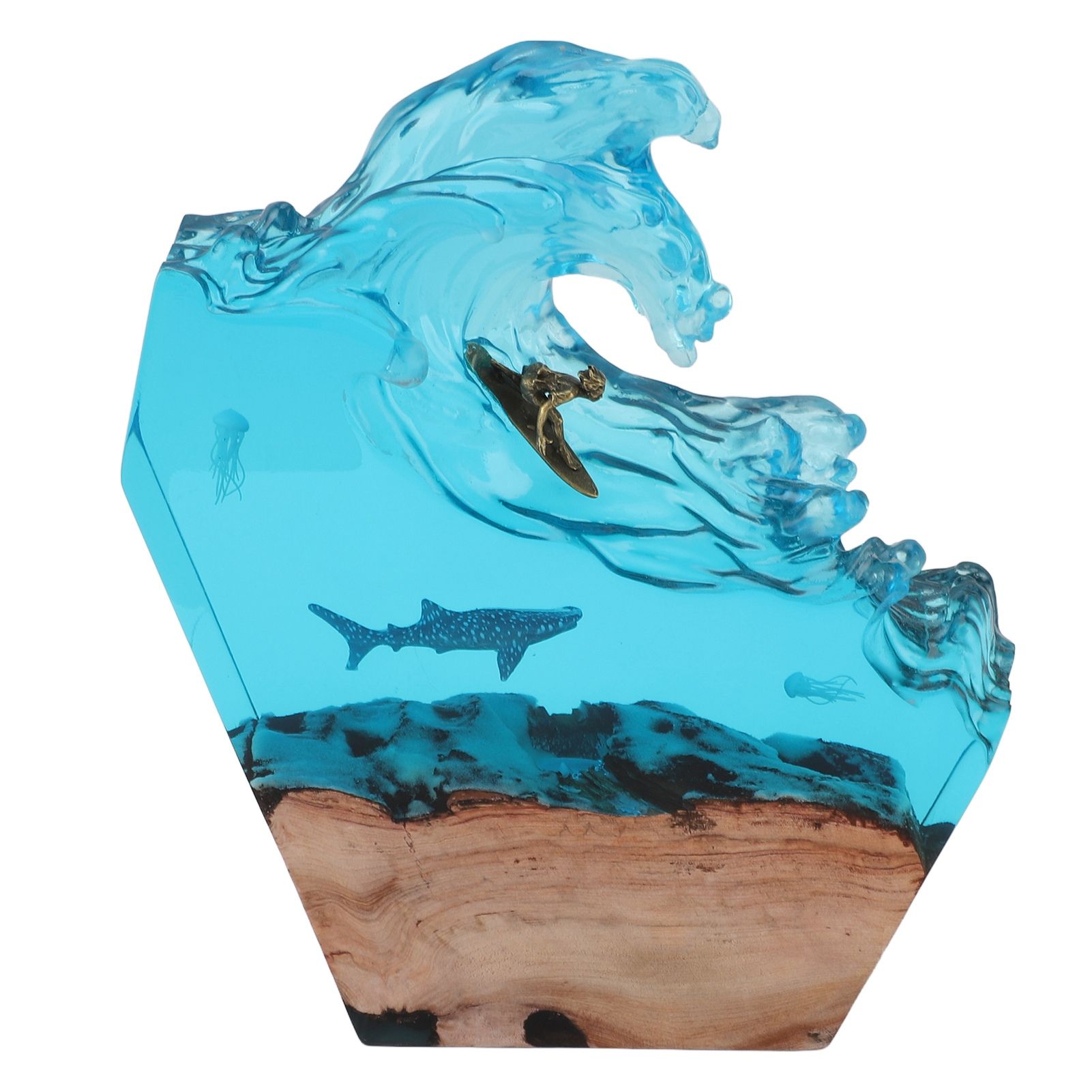 LED Ocean Surfing Night Light Synthetic Resin Wooden Handmade Bedside Table view 10