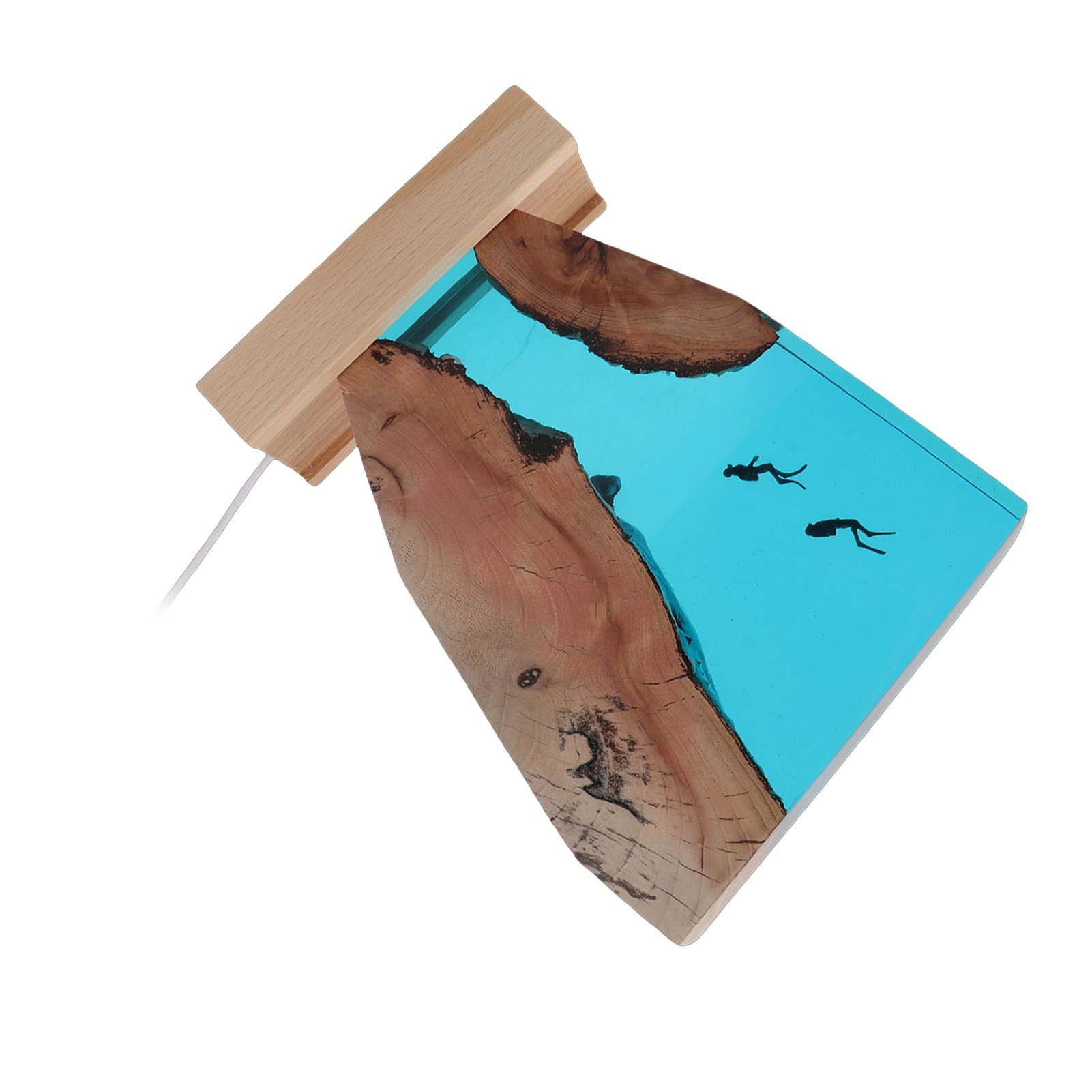 Diver Night Light Colorful LED Wooden Resin Ocean Bedside Lamp Desktop Art view 2