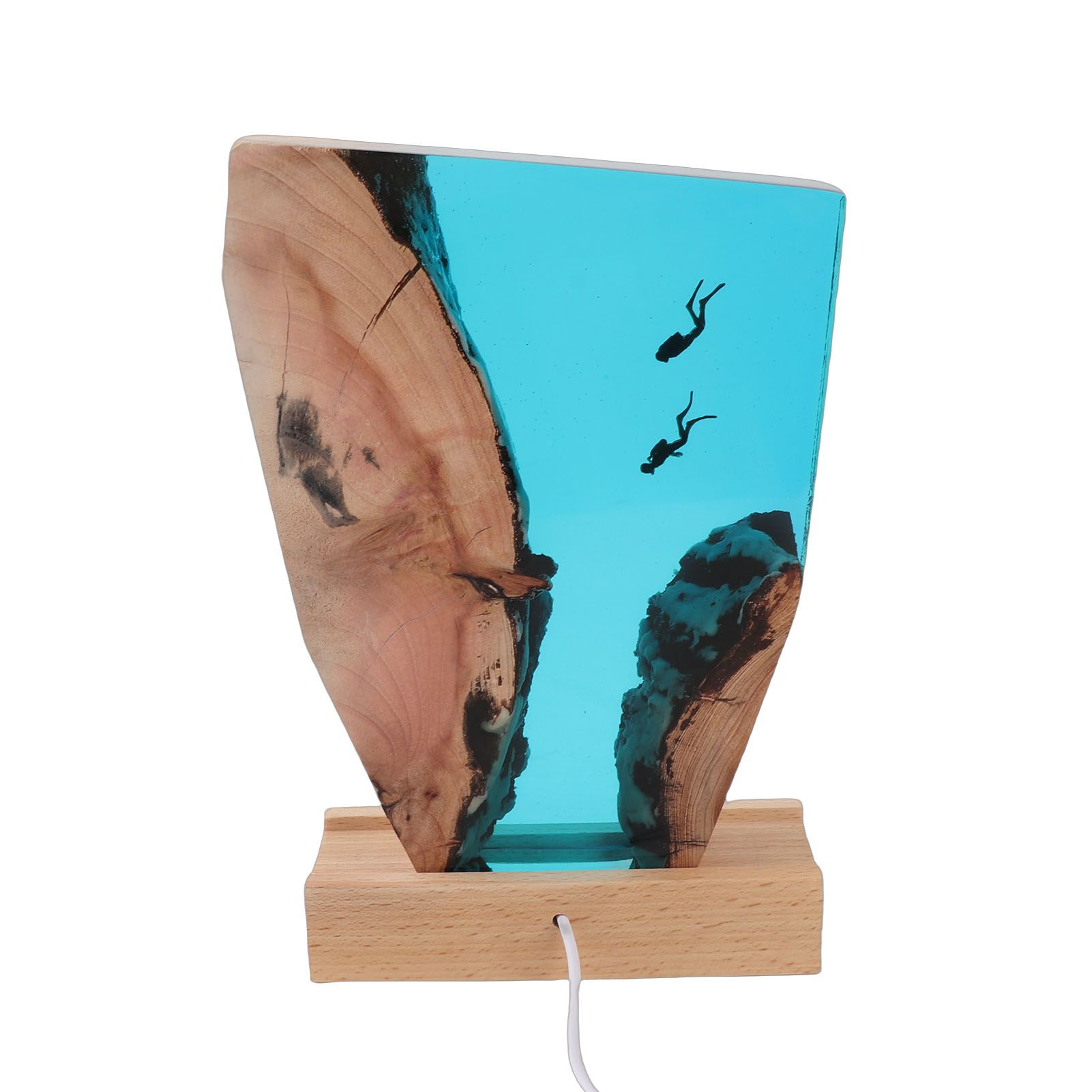 Diver Night Light Colorful LED Wooden Resin Ocean Bedside Lamp Desktop Art view 4