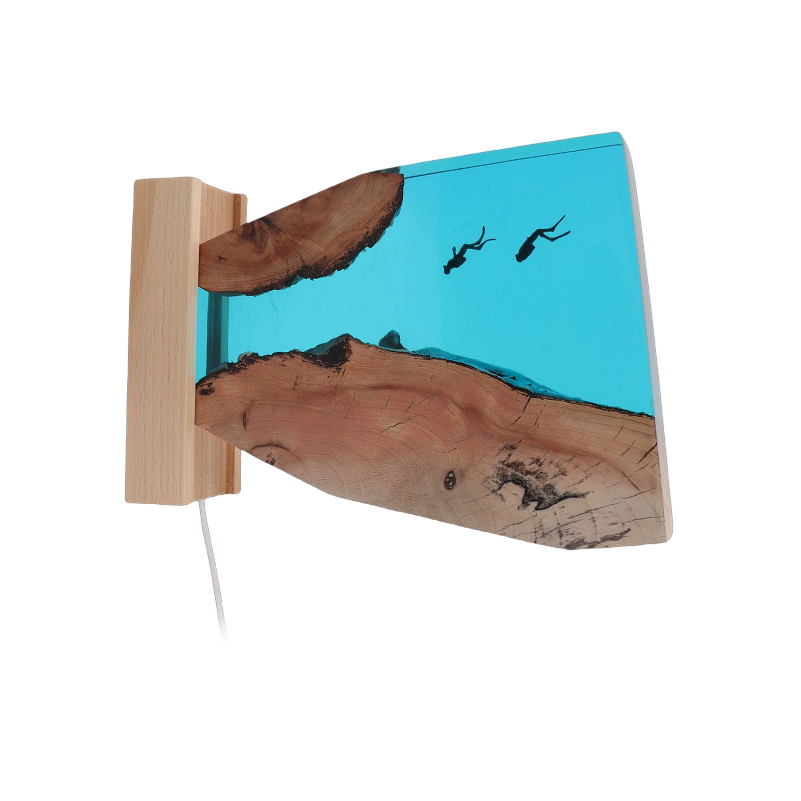 Diver Night Light Colorful LED Wooden Resin Ocean Bedside Lamp Desktop Art view 5