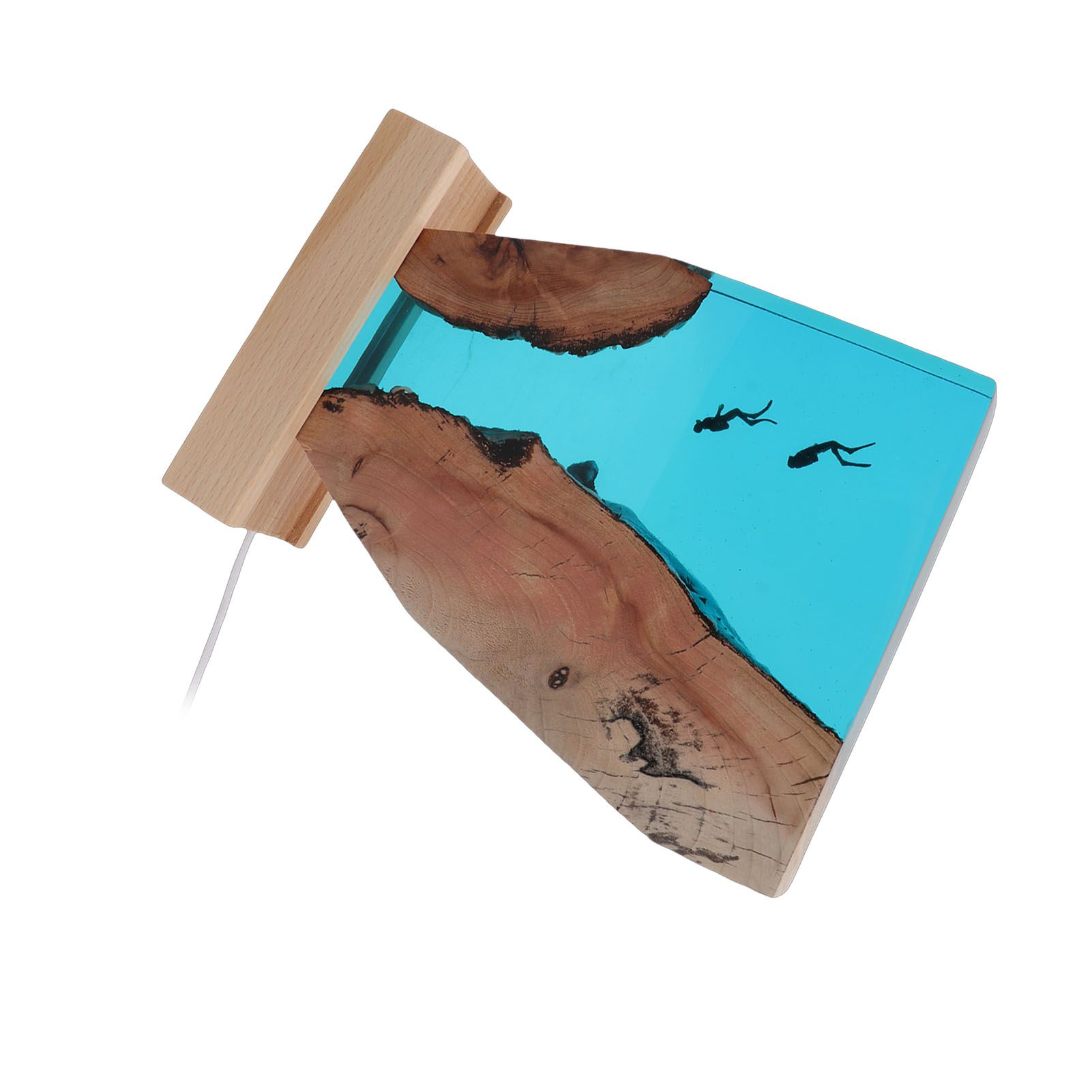 Diver Night Light Colorful LED Wooden Resin Ocean Bedside Lamp Desktop Art view 9
