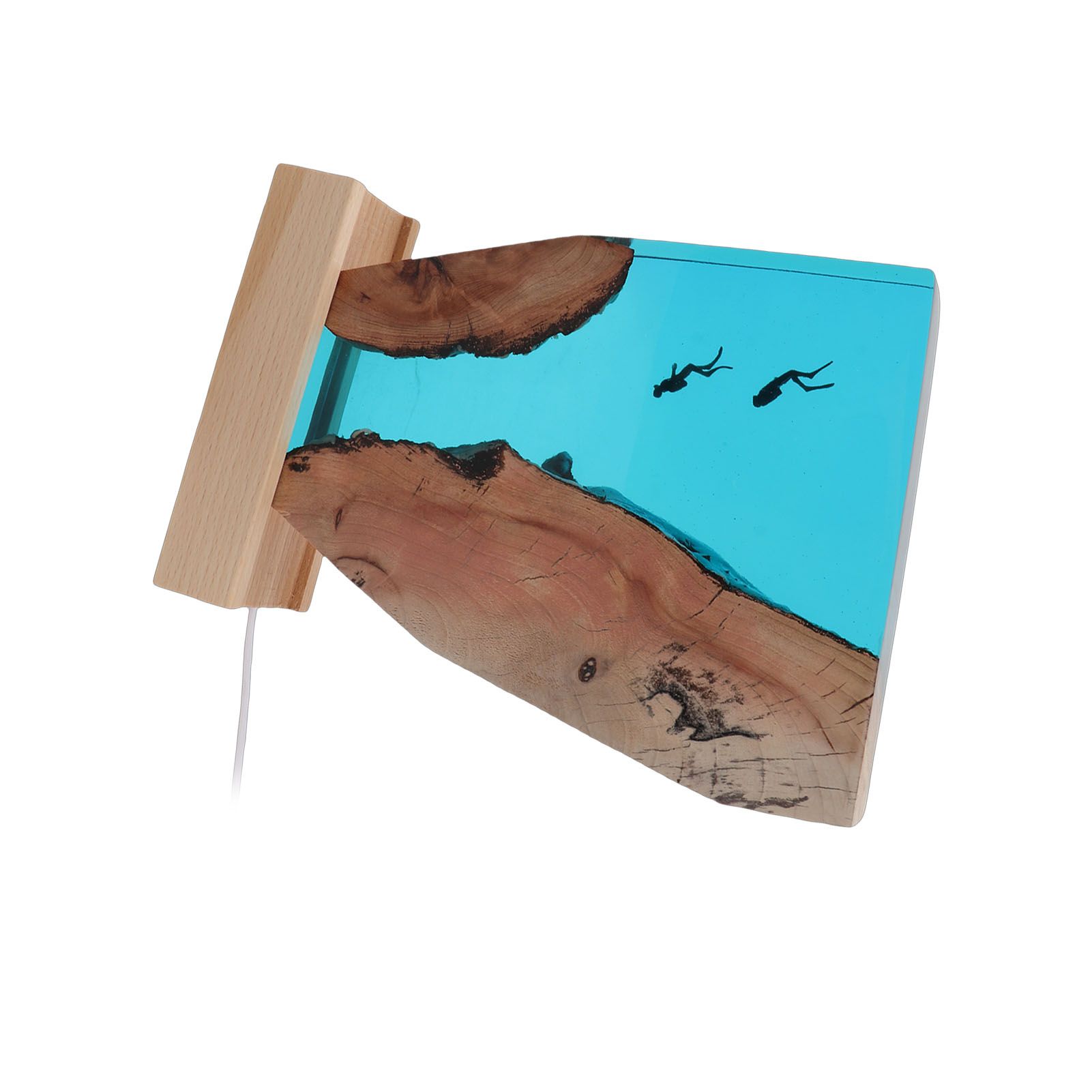 Diver Night Light Colorful LED Wooden Resin Ocean Bedside Lamp Desktop Art view 10