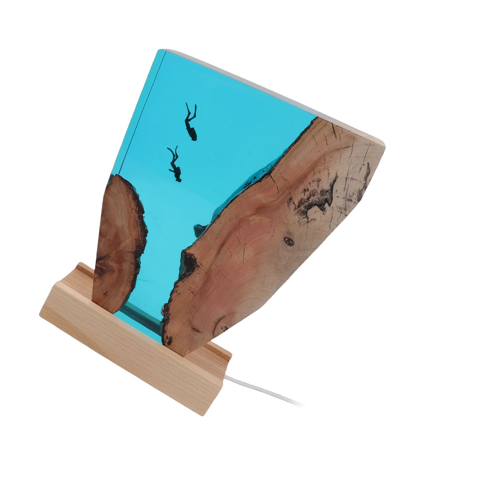 Diver Night Light Colorful LED Wooden Resin Ocean Bedside Lamp Desktop Art view 11