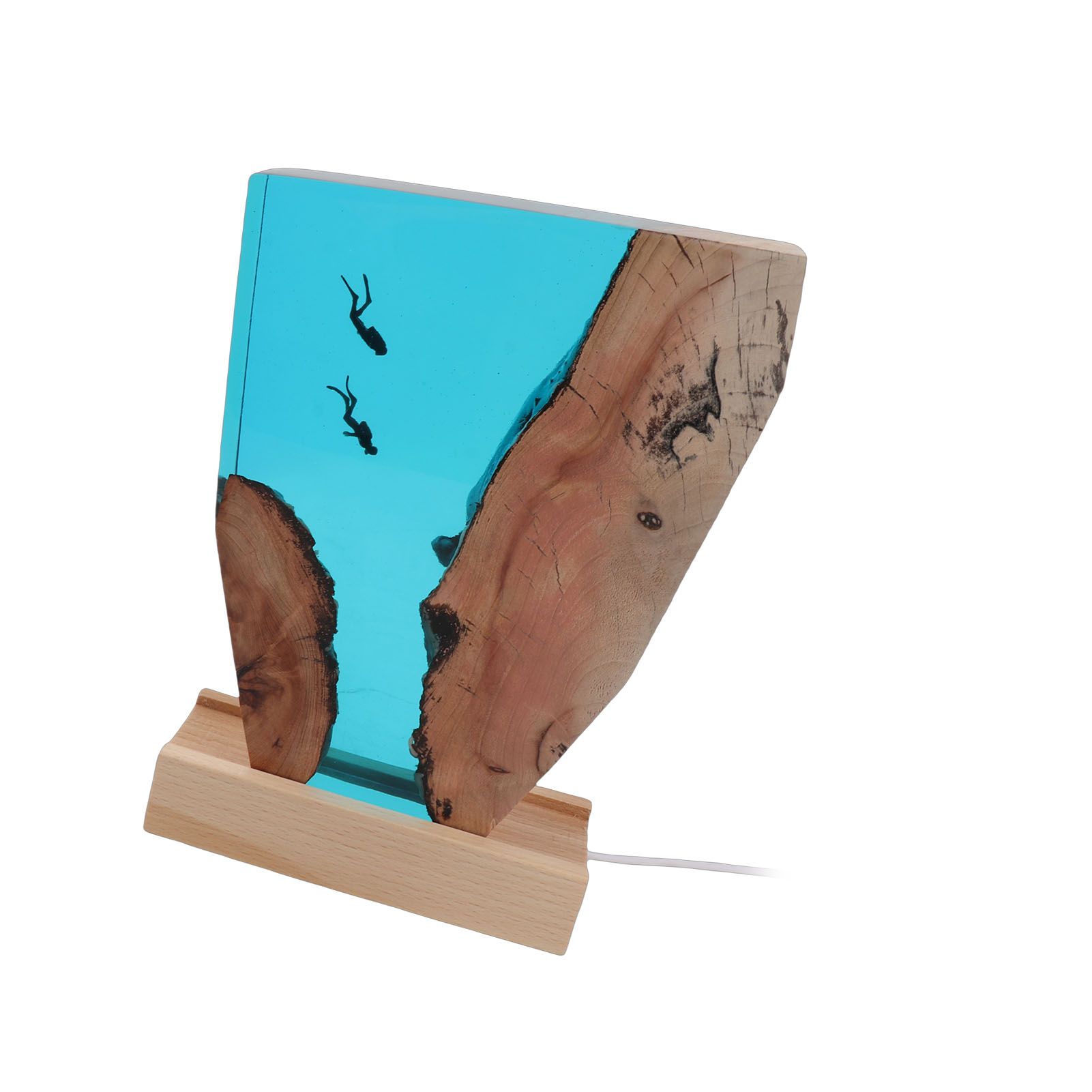 Diver Night Light Colorful LED Wooden Resin Ocean Bedside Lamp Desktop Art view 12