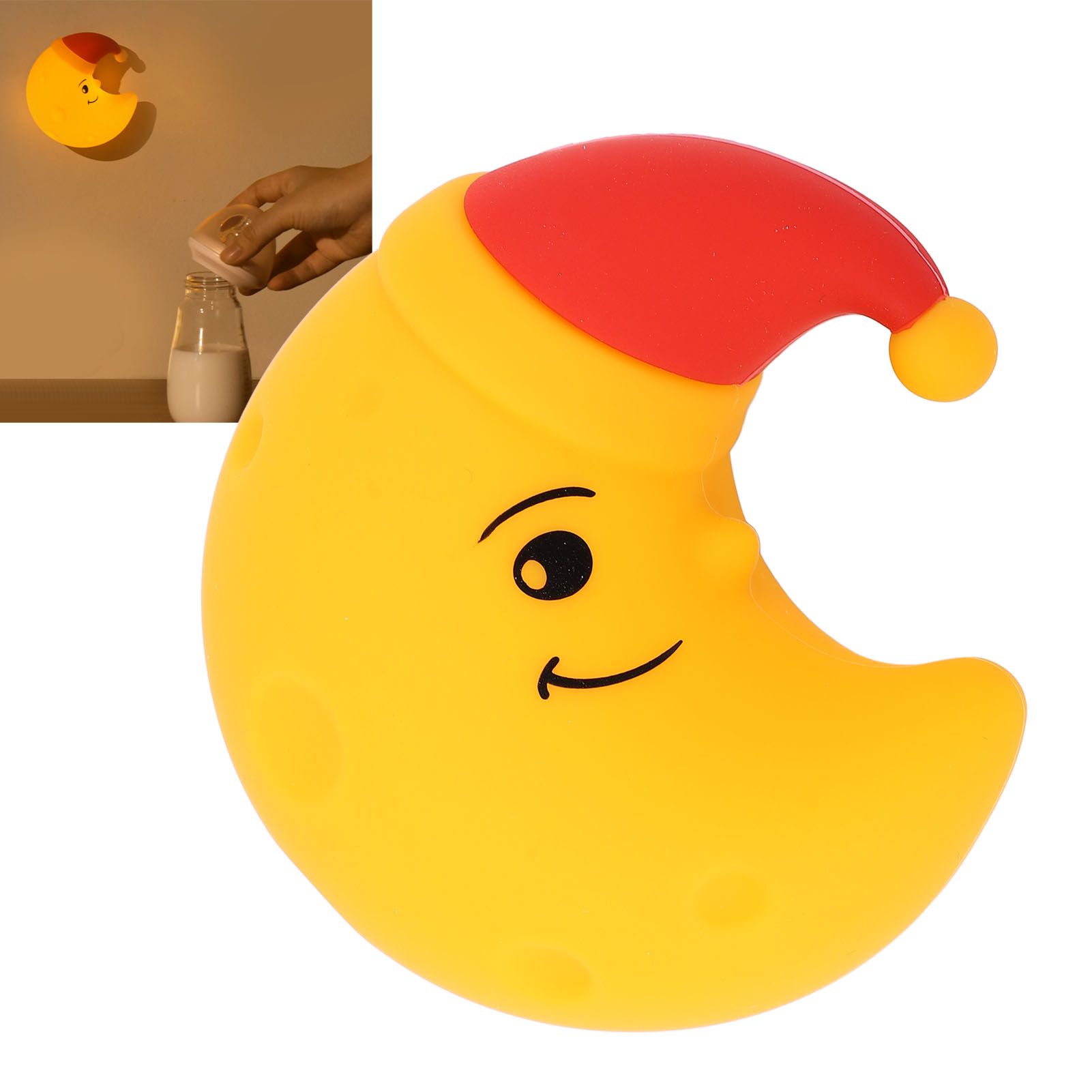 Night Light Moon Shape USB Rechargeable Magnetic Silicone Nursery Lamp for view 11