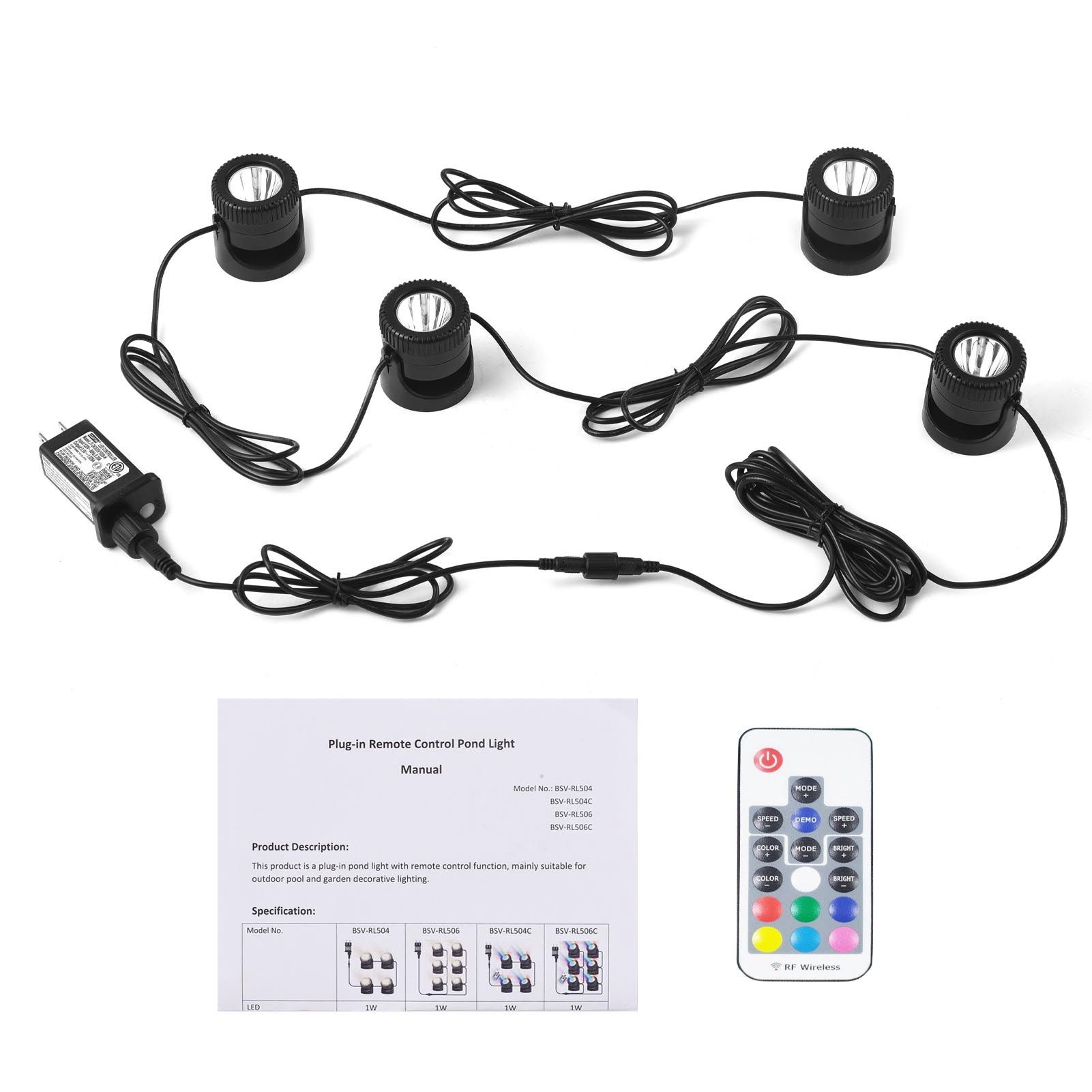 Set of 4 Pond Lights with Remote Control 20 Colors LED Submersible Fountain view 3