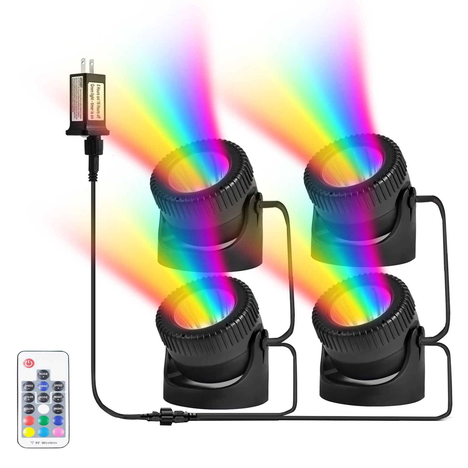 Set of 4 Pond Lights with Remote Control 20 Colors LED Submersible Fountain view 4