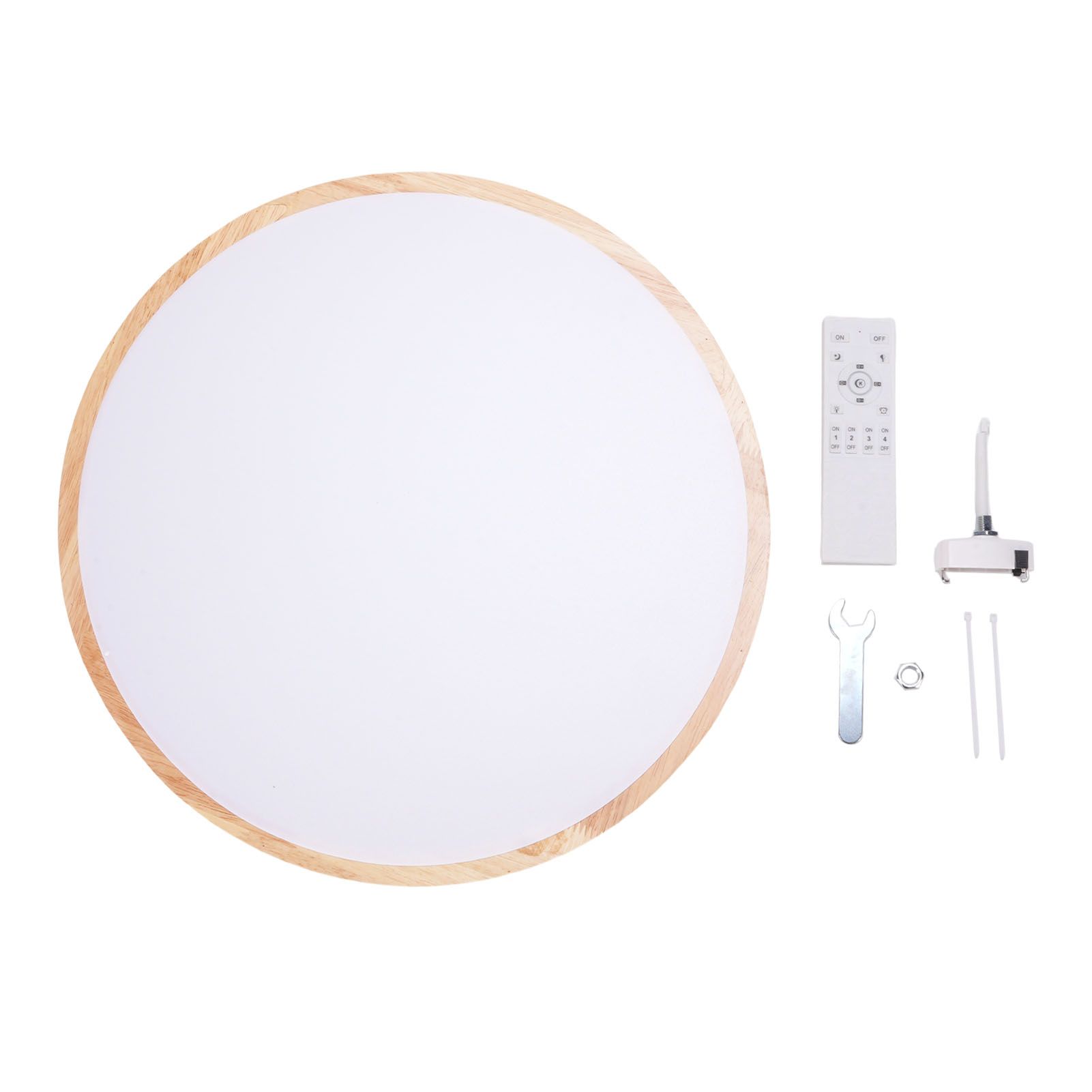 LED Flush Mount Ceiling Light Wooden 3000K to 6500K Dimmable Round Ceiling view 3