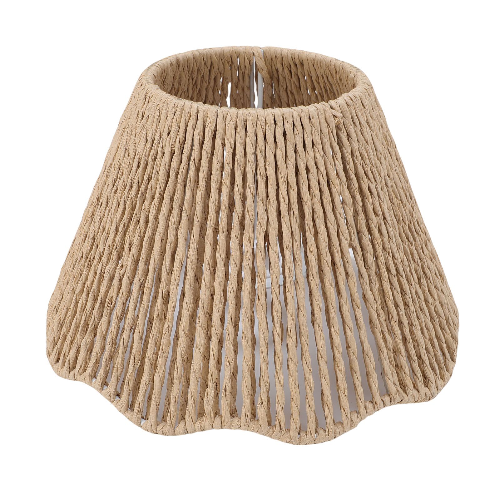 Rope Woven Desk Lampshade E27 E14 Decorative Waving Hem Lamp Shade for Kitchen view 4