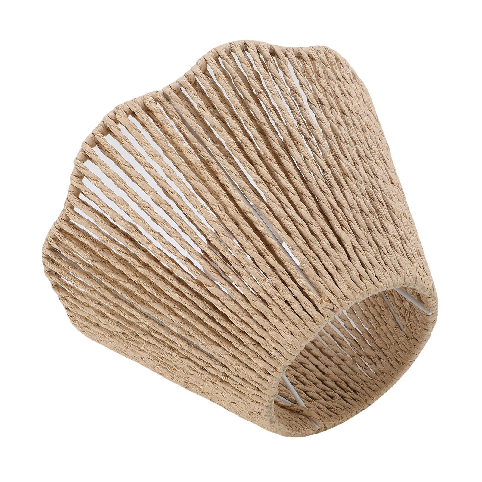 Rope Woven Desk Lampshade E27 E14 Decorative Waving Hem Lamp Shade for Kitchen view 9