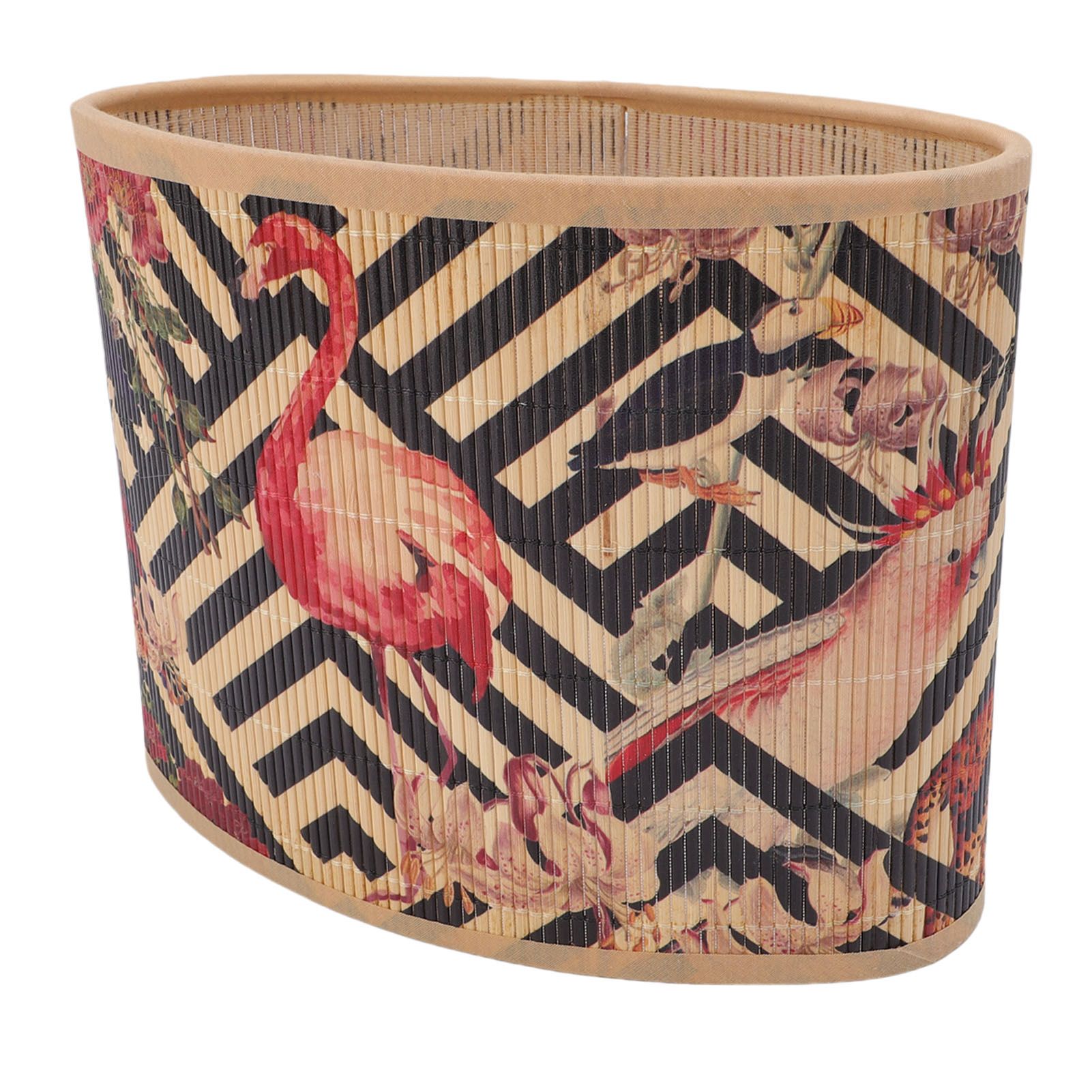 Printed Lamp Shade E27 E14 Vintage Elliptical Shape Bambusoideae Bedside Lamp
