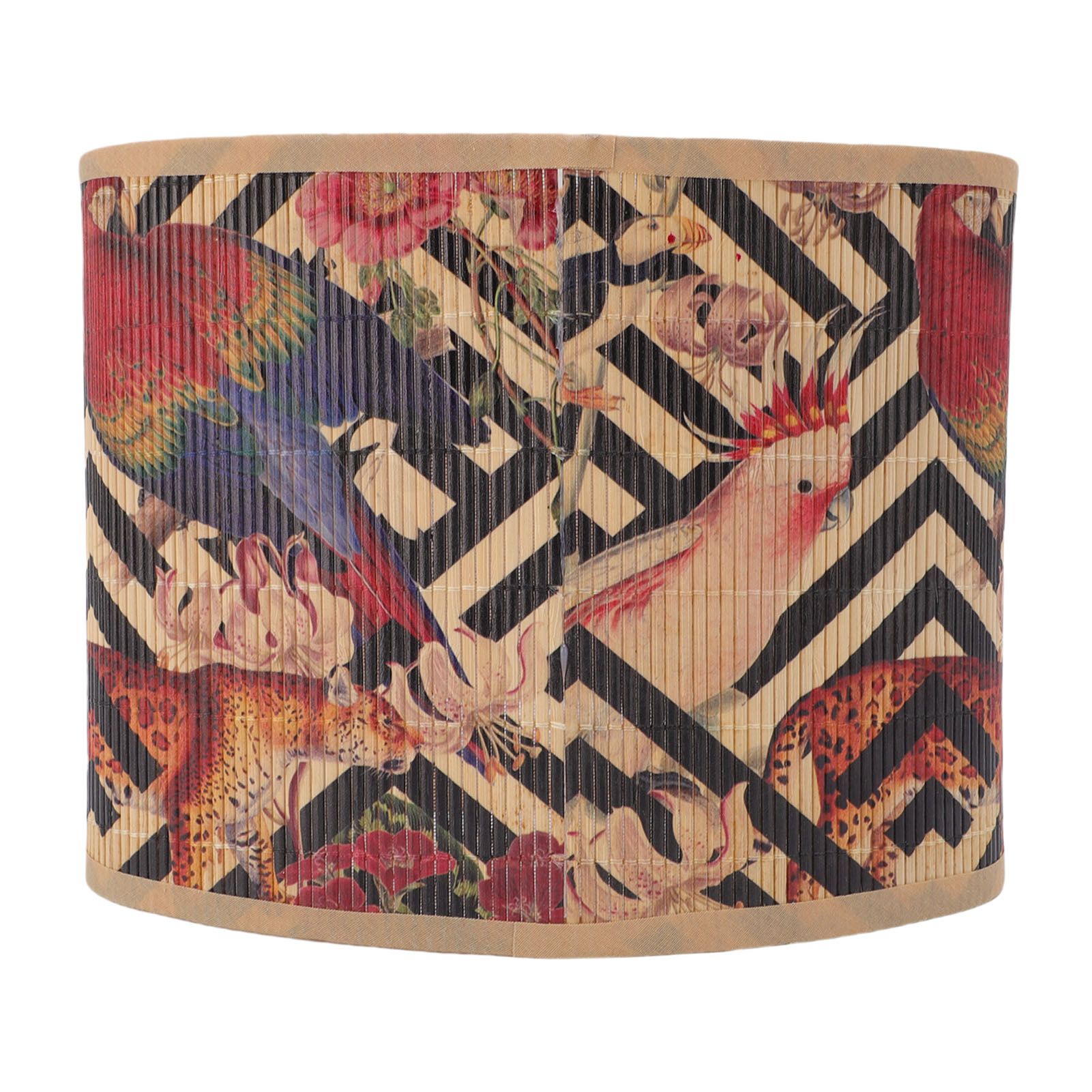 Printed Lamp Shade E27 E14 Vintage Elliptical Shape Bambusoideae Bedside Lamp view 2