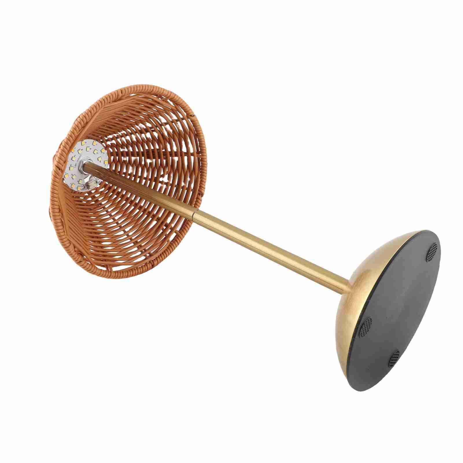 Cordless Boho Rattan Table Lamp Rechargeable Dimmable LED Bedside Lamp view 7