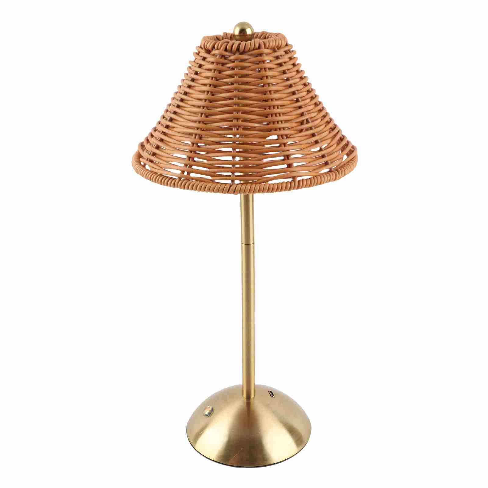 Cordless Boho Rattan Table Lamp Rechargeable Dimmable LED Bedside Lamp view 8