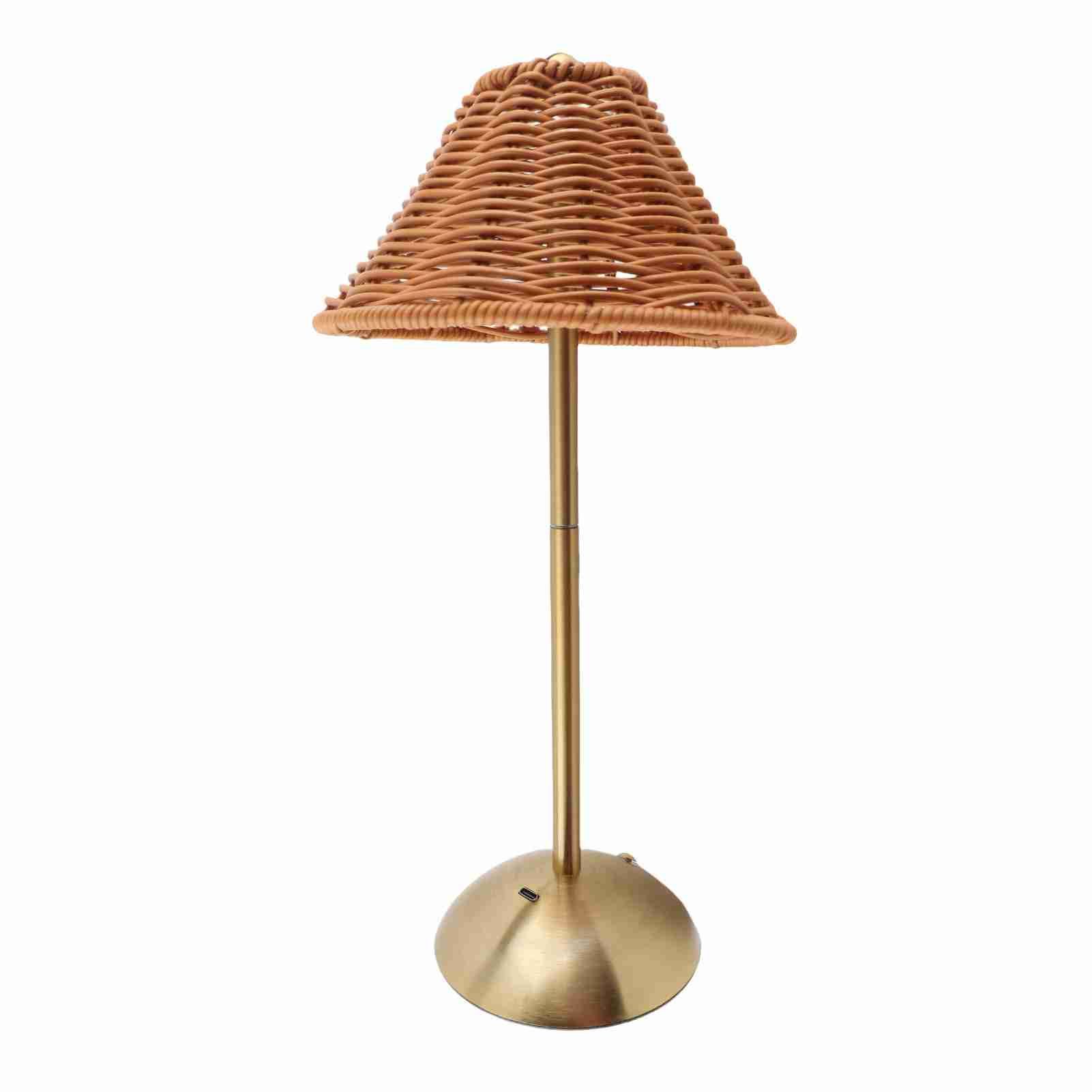 Cordless Boho Rattan Table Lamp Rechargeable Dimmable LED Bedside Lamp view 11