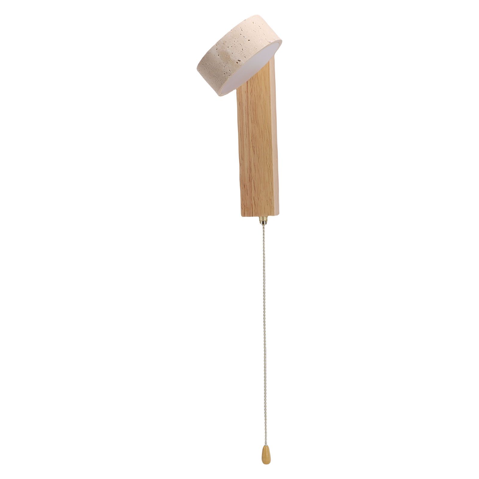 LED Wall Sconce Oak Wood Travertine Stone Modern Rotatable Wall Light Fixture
