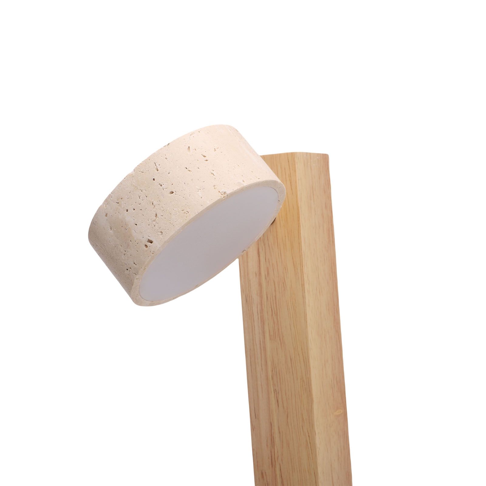LED Wall Sconce Oak Wood Travertine Stone Modern Rotatable Wall Light Fixture view 2