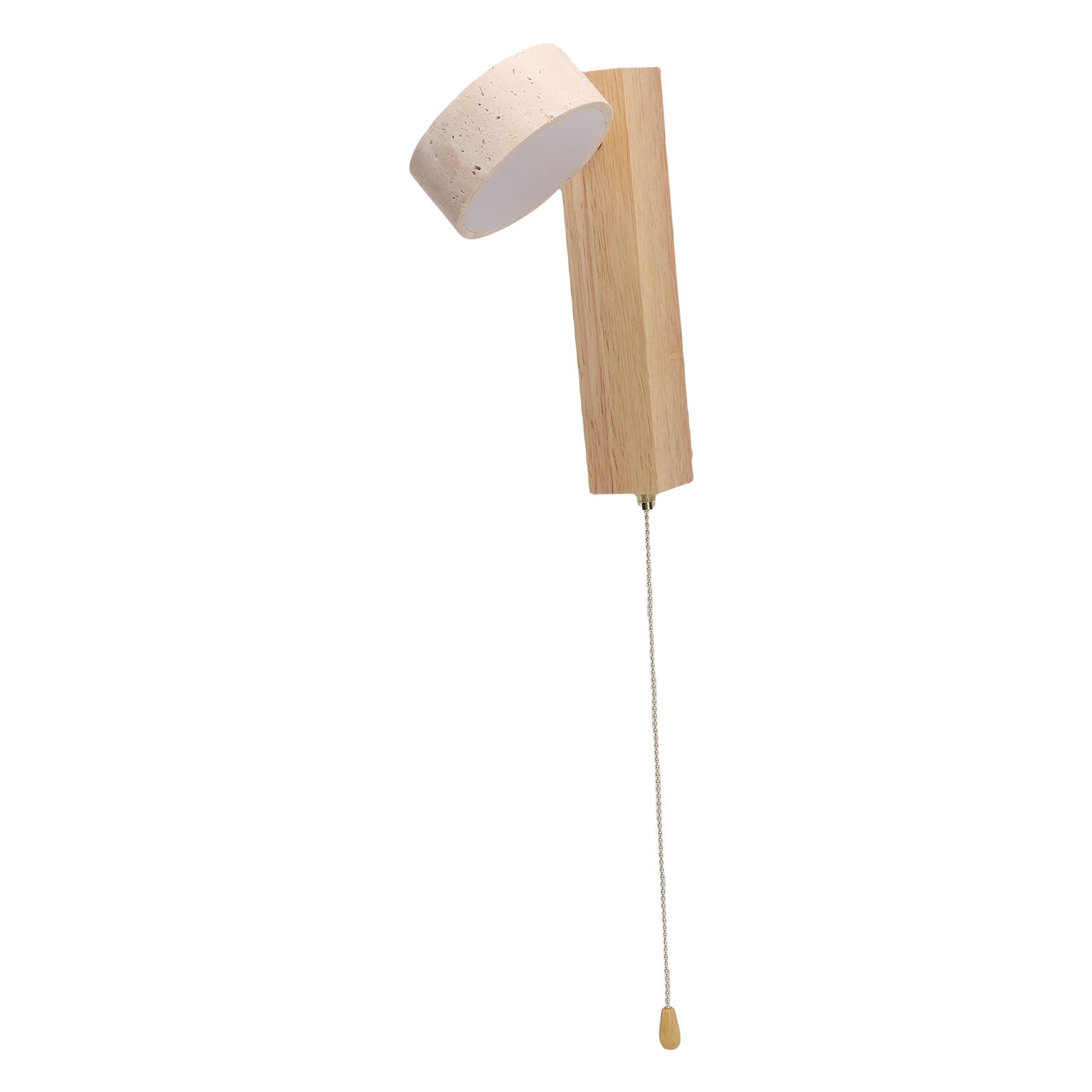 LED Wall Sconce Oak Wood Travertine Stone Modern Rotatable Wall Light Fixture view 6