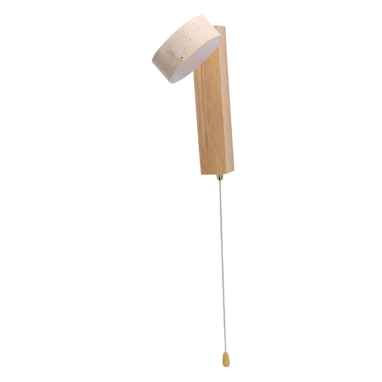 LED Wall Sconce Oak Wood Travertine Stone Modern Rotatable Wall Light Fixture view 8