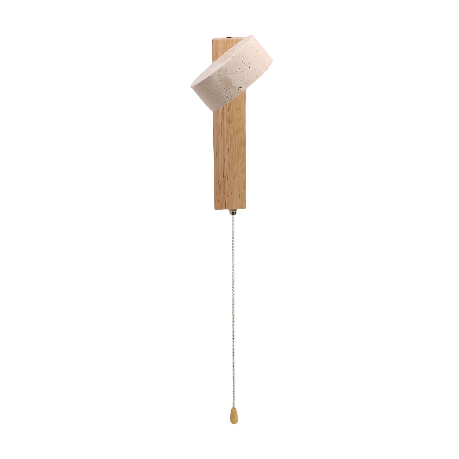 LED Wall Sconce Oak Wood Travertine Stone Modern Rotatable Wall Light Fixture view 9