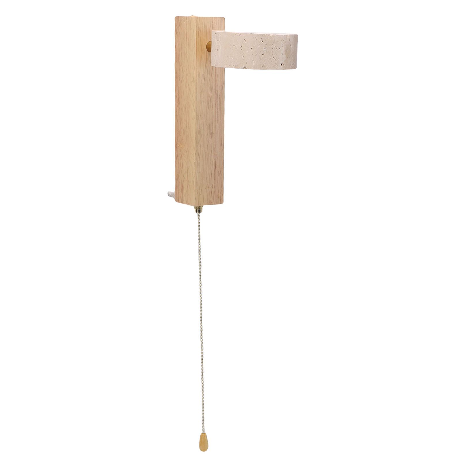 LED Wall Sconce Oak Wood Travertine Stone Modern Rotatable Wall Light Fixture view 12
