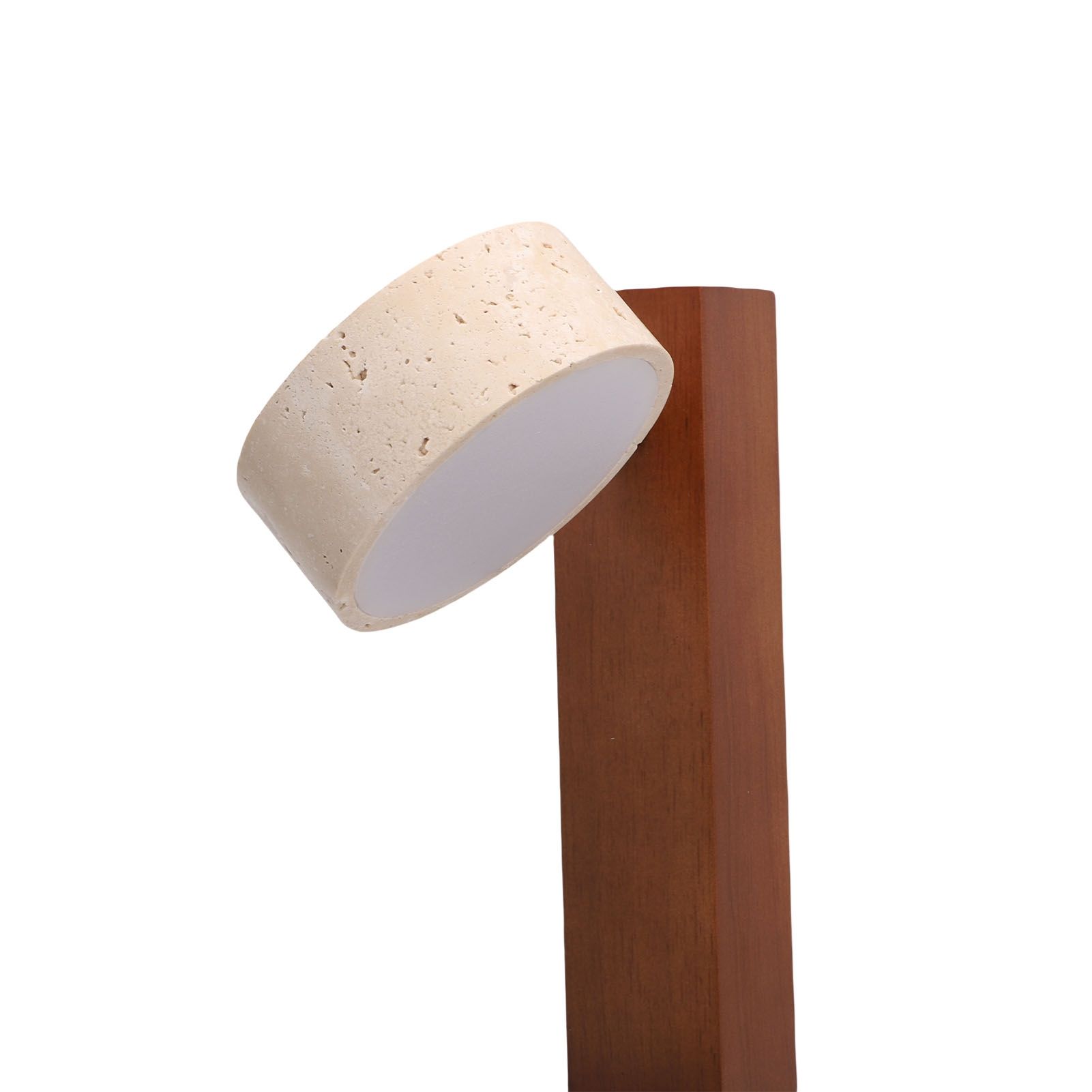LED Wall Sconce Oak Wood Travertine Stone Modern Rotatable Wall Light Fixture view 2